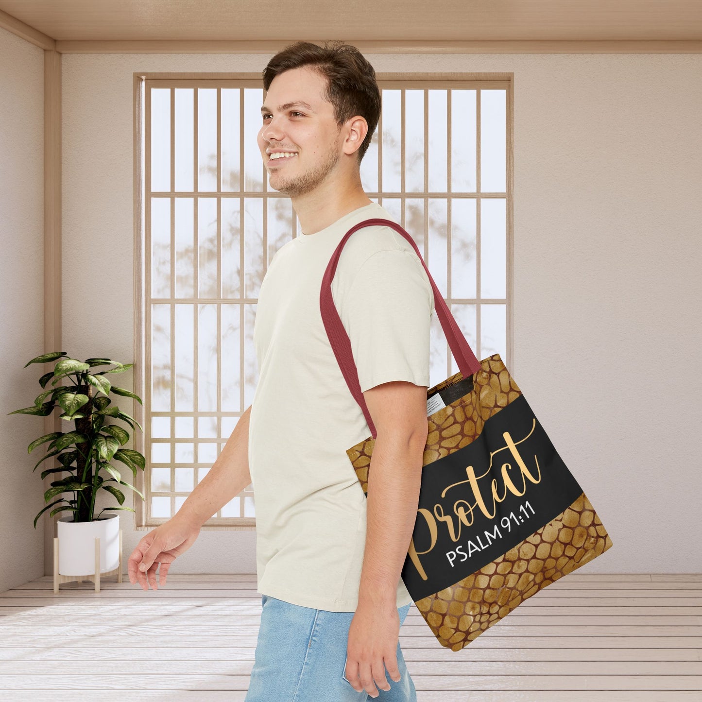 Protect- Psalm 91:11 Bible Scripture Designer Travel Bag-Double-sided print great for gifting