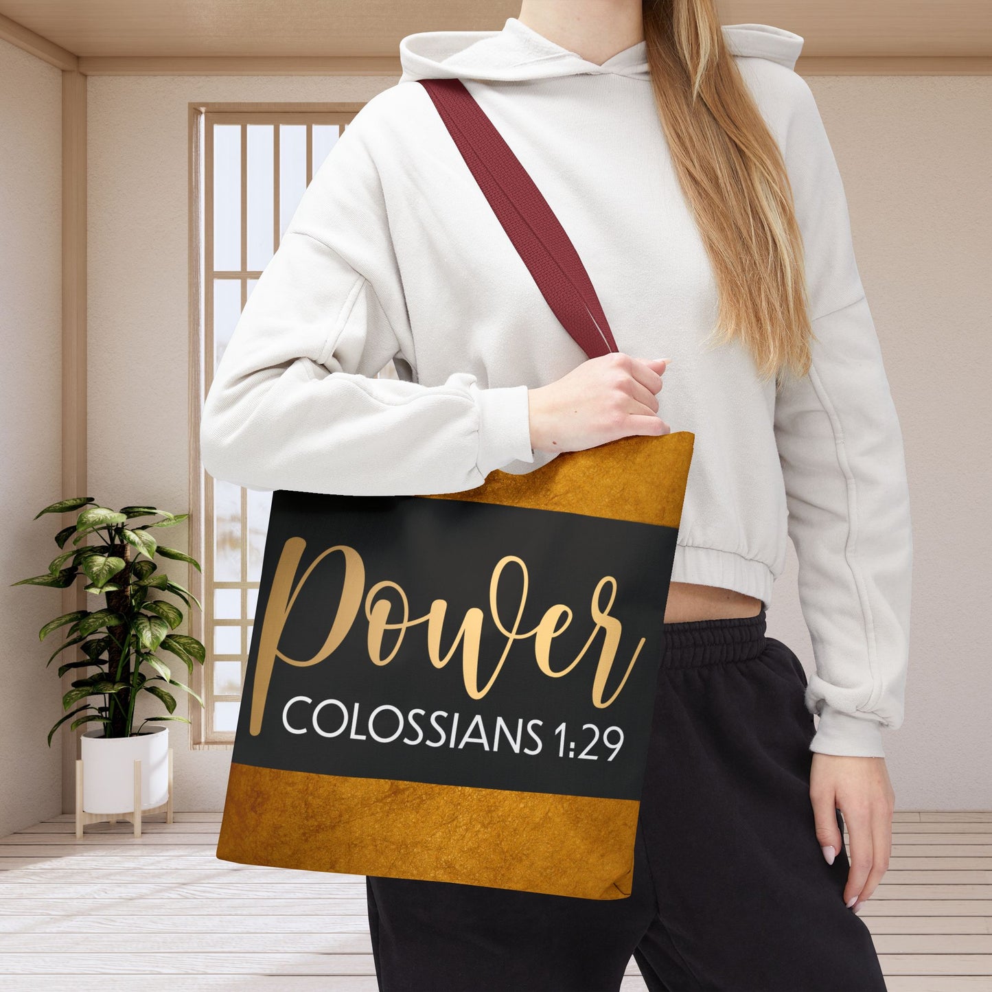 Fueled by His Power – Colossians 1:29 Motivational Travel Bag custom designer travel bag for gifting or everyday wear (Double-sided Print)