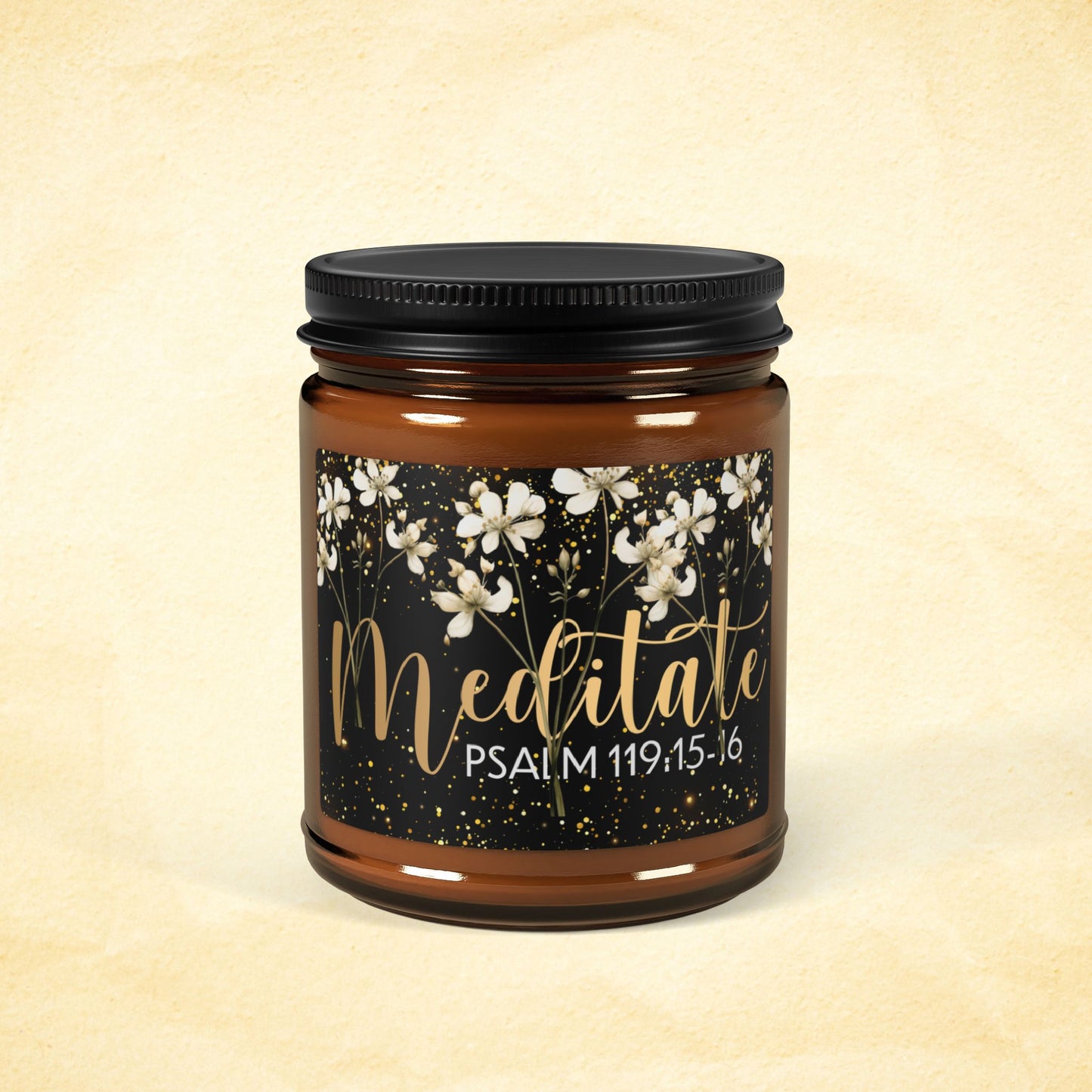 Meditate Quiet Light | Psalm 119:15-16 Candle –2 sizes 5 Fragrances- A Scented Journey into Stillness | Inspirational Scented Soy Candle –Relaxing home fragrance Home decor