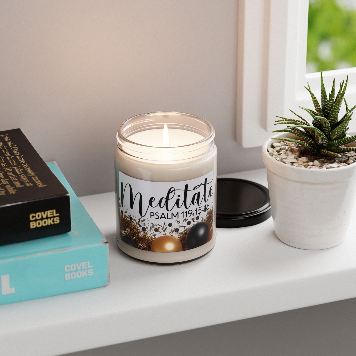 Divine Focus | Psalm 119:15-16 meditate Candle – Center Your Mind and Spirit”Scented Soy Candle, 9oz-10 fragrances Relaxing home Decoration