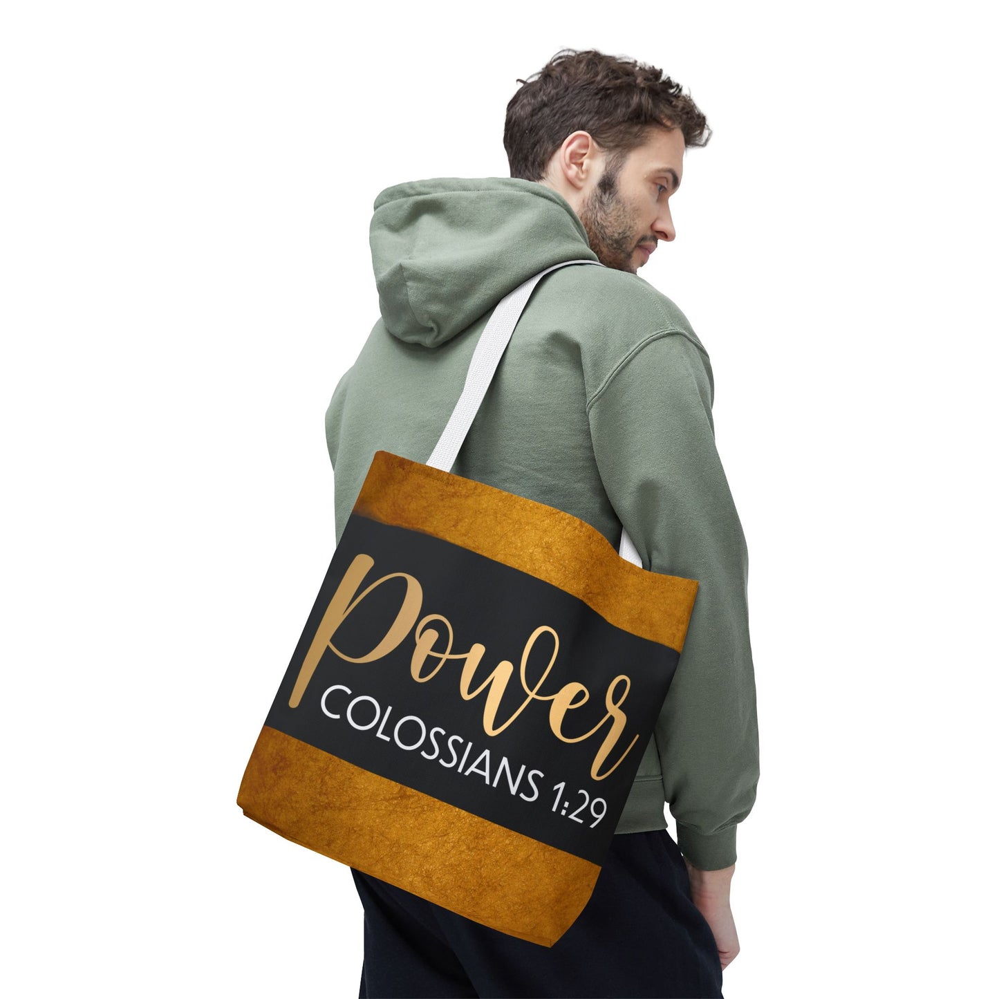 Fueled by His Power – Colossians 1:29 Motivational Travel Bag custom designer travel bag for gifting or everyday wear (Double-sided Print)