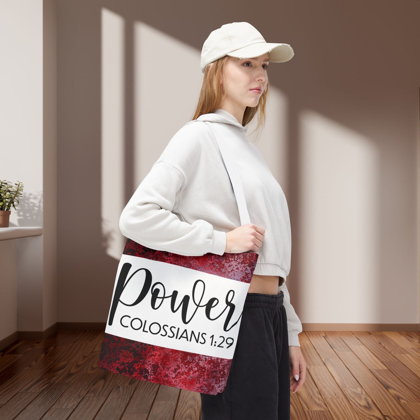 Fueled by Faith – Divine Power in Motion (Colossians 1:29) Double sided print Inspirational Carryall for Faith-Filled Living