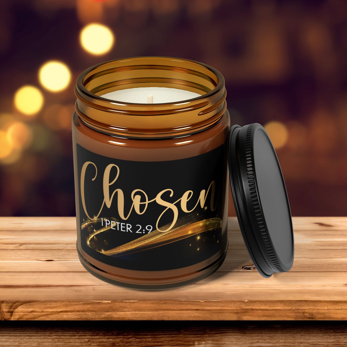 Royal Priesthood Chosen | 1 Peter 2:9 Inspirational Scented Candle – Amber Jar –(4oz,9oz) 7 Fragrances -Light with Purpose Inspirational Scented Soy Candle - Perfect for Home & Gifting