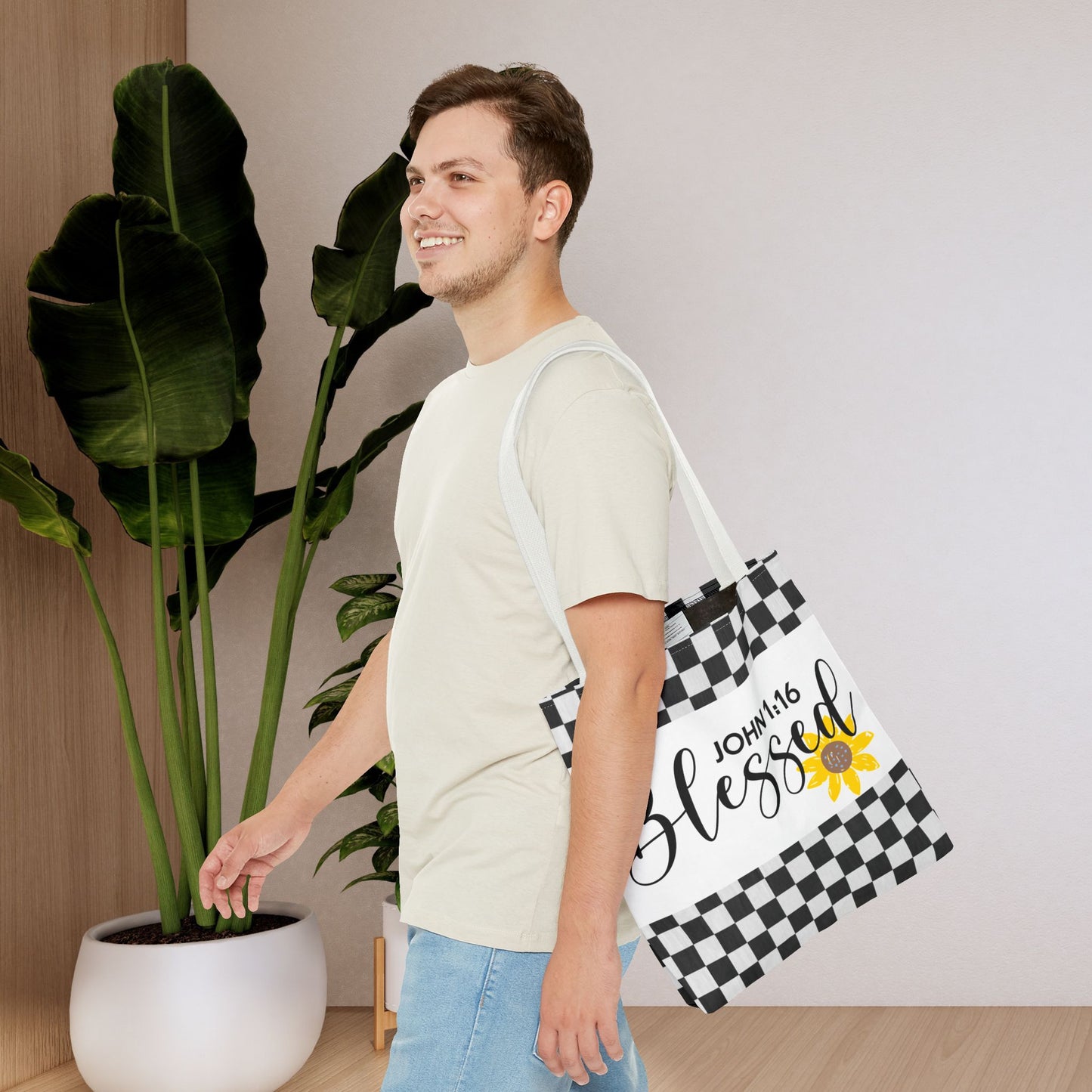 Blessed Designer Travel Bag – John 1:16 | Faith-Filled Style for Everyday Living Double and gift giving (Double sided design)