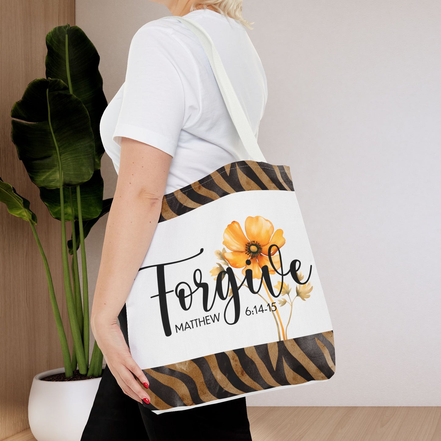 Forgive – Matthew 6:14–15 Scripture Inspirational Travel Errand Bible Bag Stylish and Versatile for Everyday Use (Double-sided print)