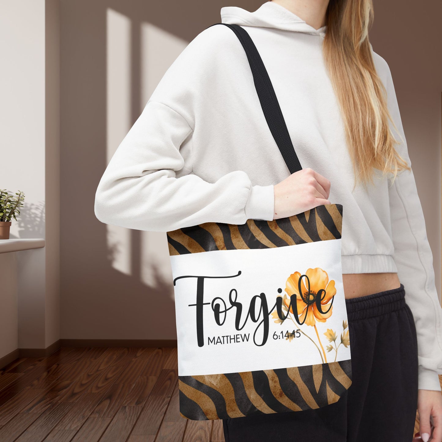 Forgive – Matthew 6:14–15 Scripture Inspirational Travel Errand Bible Bag Stylish and Versatile for Everyday Use (Double-sided print)