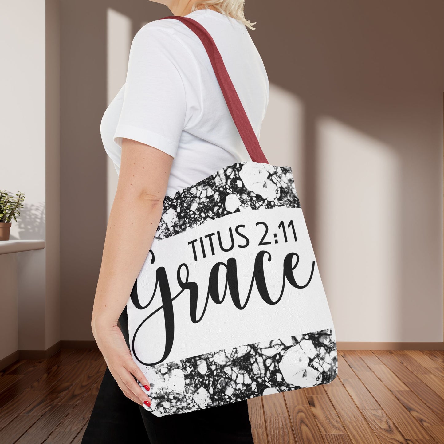 Grace Titus 2:11 Floral Motivational Travel Bag - Printed on both sides great for gifting or everyday wear