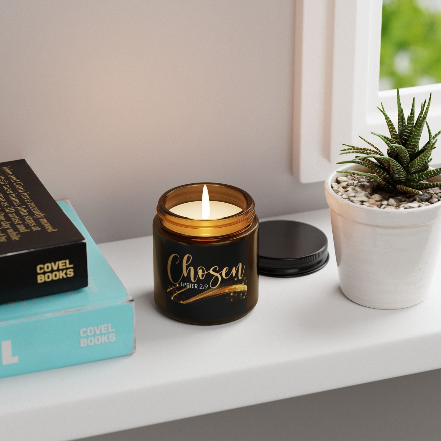 Royal Priesthood Chosen | 1 Peter 2:9 Inspirational Scented Candle – Amber Jar –(4oz,9oz) 7 Fragrances -Light with Purpose Inspirational Scented Soy Candle - Perfect for Home & Gifting