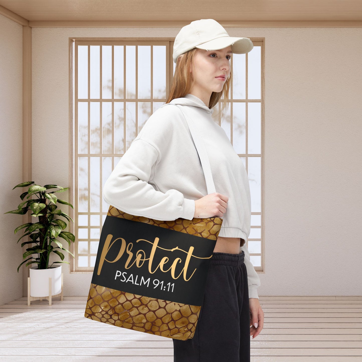 Protect- Psalm 91:11 Bible Scripture Designer Travel Bag-Double-sided print great for gifting