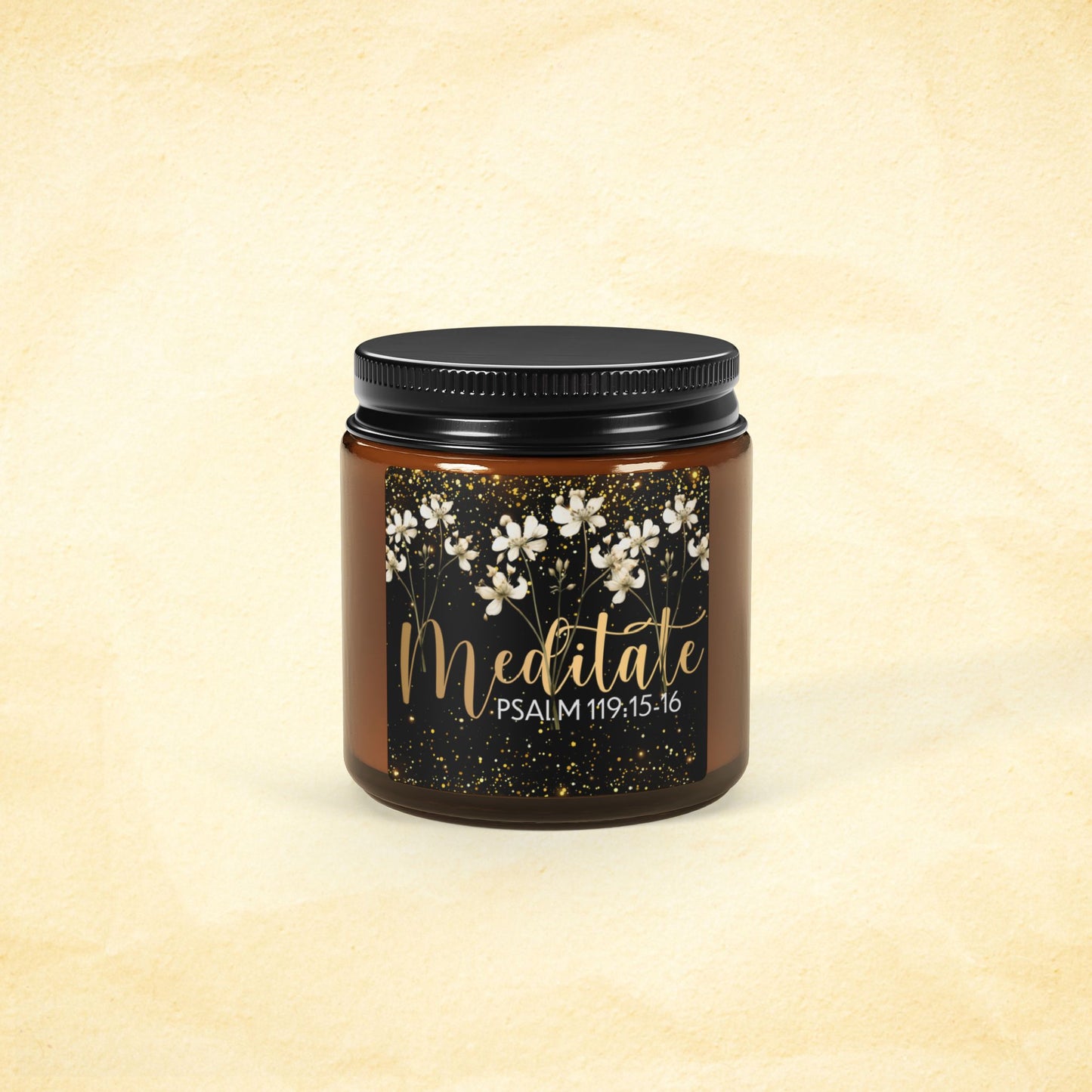 Meditate Quiet Light | Psalm 119:15-16 Candle –2 sizes 5 Fragrances- A Scented Journey into Stillness | Inspirational Scented Soy Candle –Relaxing home fragrance Home decor