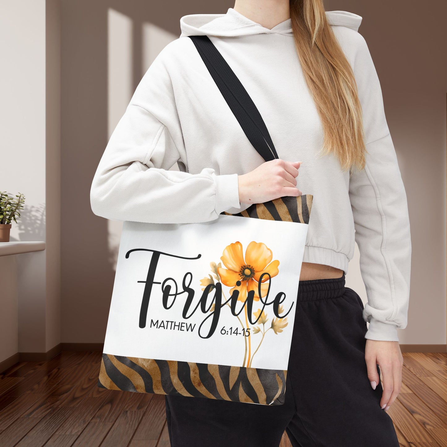 Forgive – Matthew 6:14–15 Scripture Inspirational Travel Errand Bible Bag Stylish and Versatile for Everyday Use (Double-sided print)