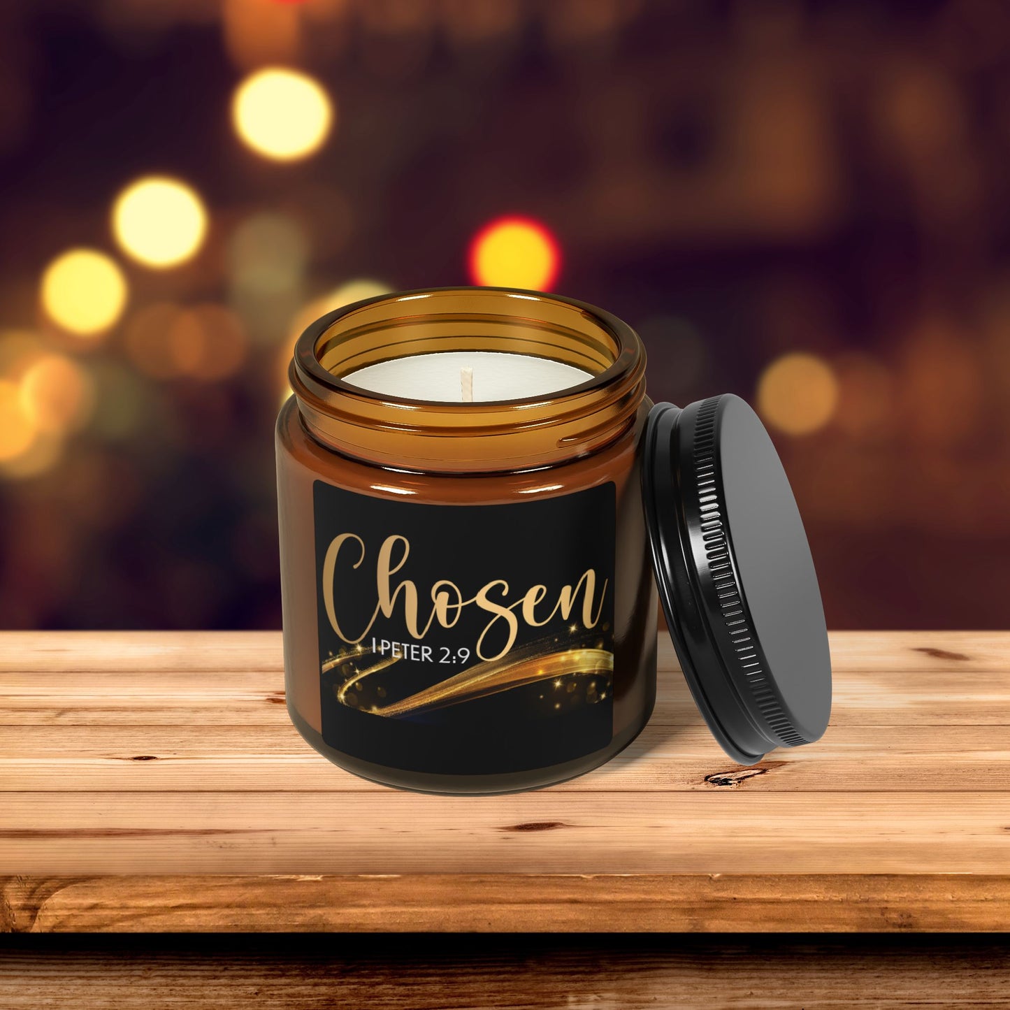 Royal Priesthood Chosen | 1 Peter 2:9 Inspirational Scented Candle – Amber Jar –(4oz,9oz) 7 Fragrances -Light with Purpose Inspirational Scented Soy Candle - Perfect for Home & Gifting