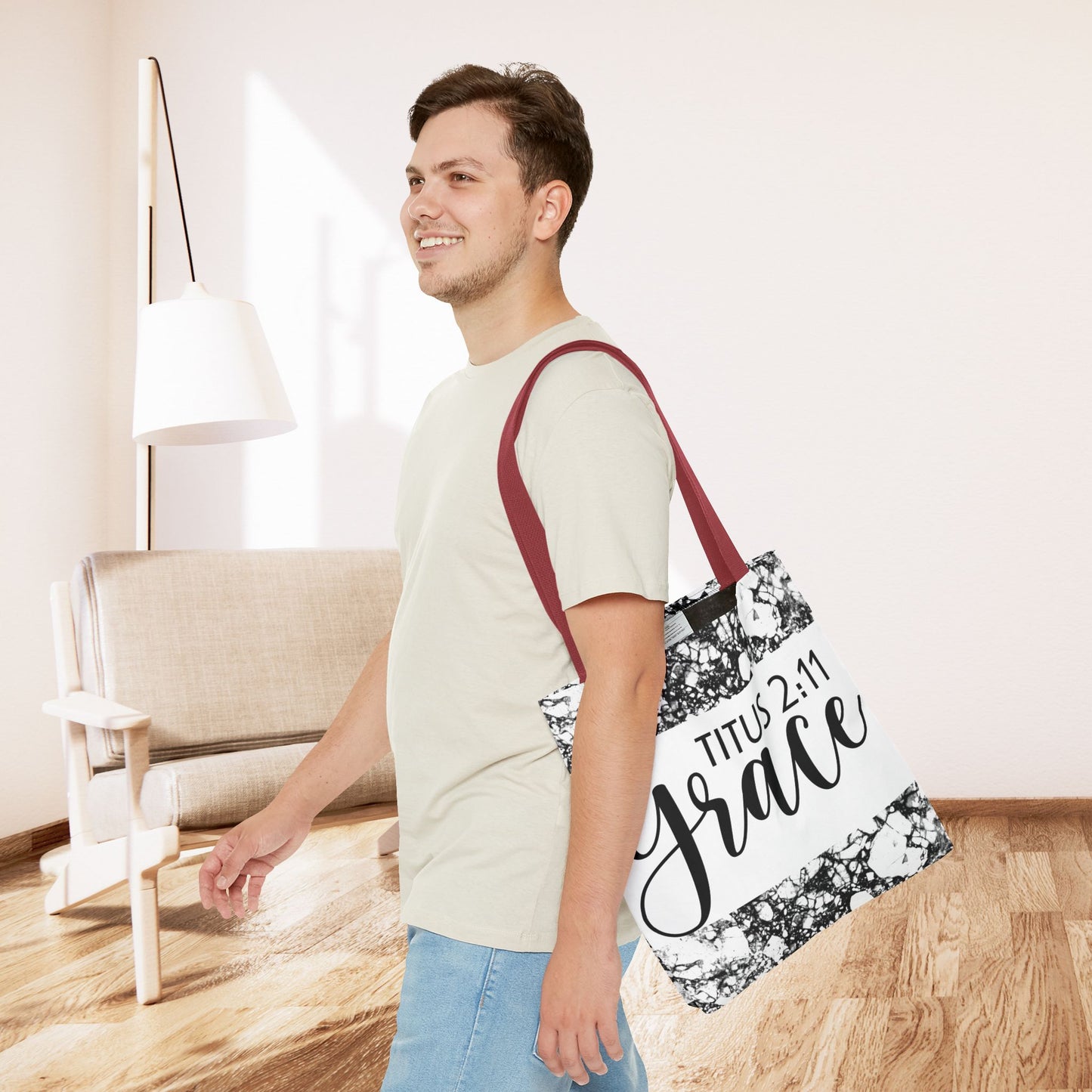 Grace Titus 2:11 Floral Motivational Travel Bag - Printed on both sides great for gifting or everyday wear