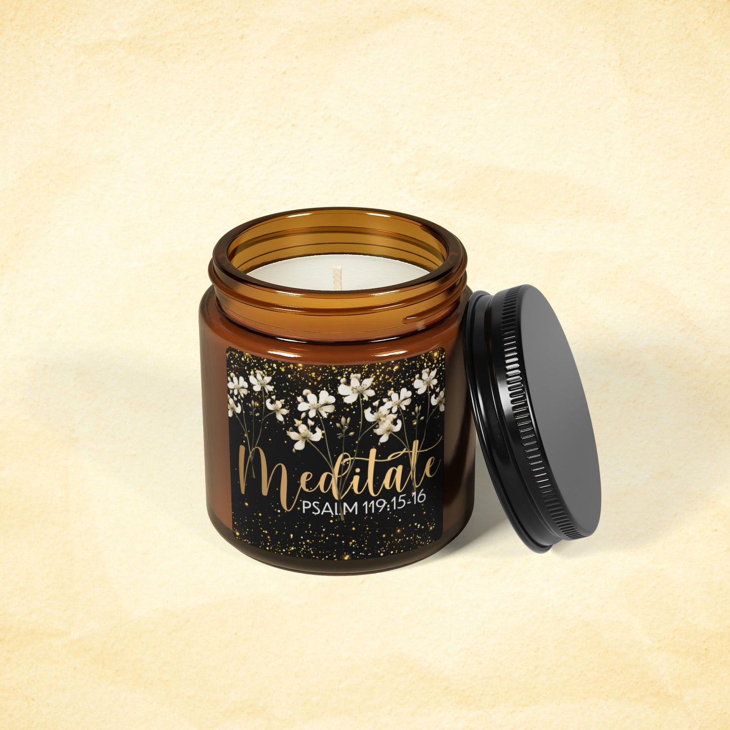 Meditate Quiet Light | Psalm 119:15-16 Candle –2 sizes 5 Fragrances- A Scented Journey into Stillness | Inspirational Scented Soy Candle –Relaxing home fragrance Home decor