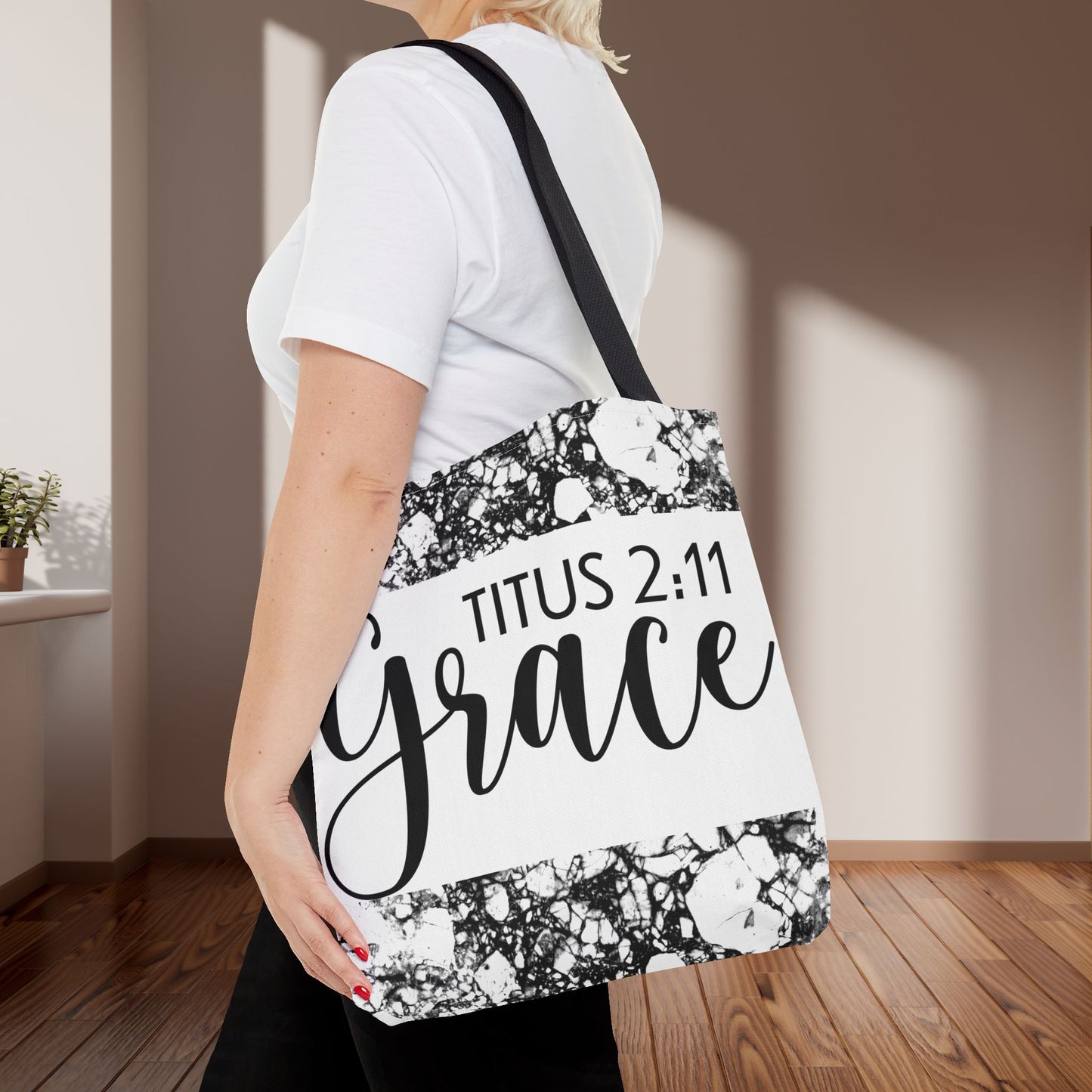 Grace Titus 2:11 Floral Motivational Travel Bag - Printed on both sides great for gifting or everyday wear