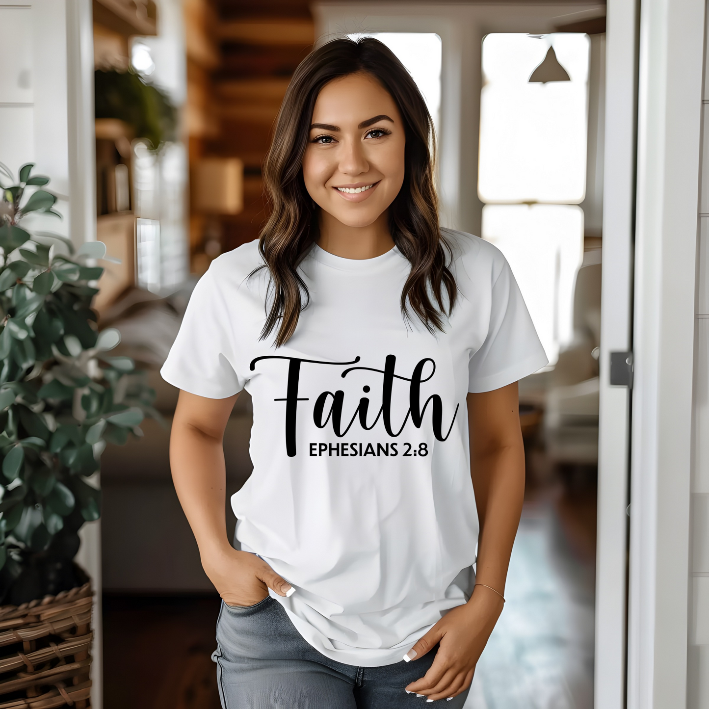 Faith-Inspiring Organic Women's T-Shirt | Inspirational Apparel, Christian Gift, Casual Women's Wear, Ephesians 2:8 Tee, Mindful Fashion