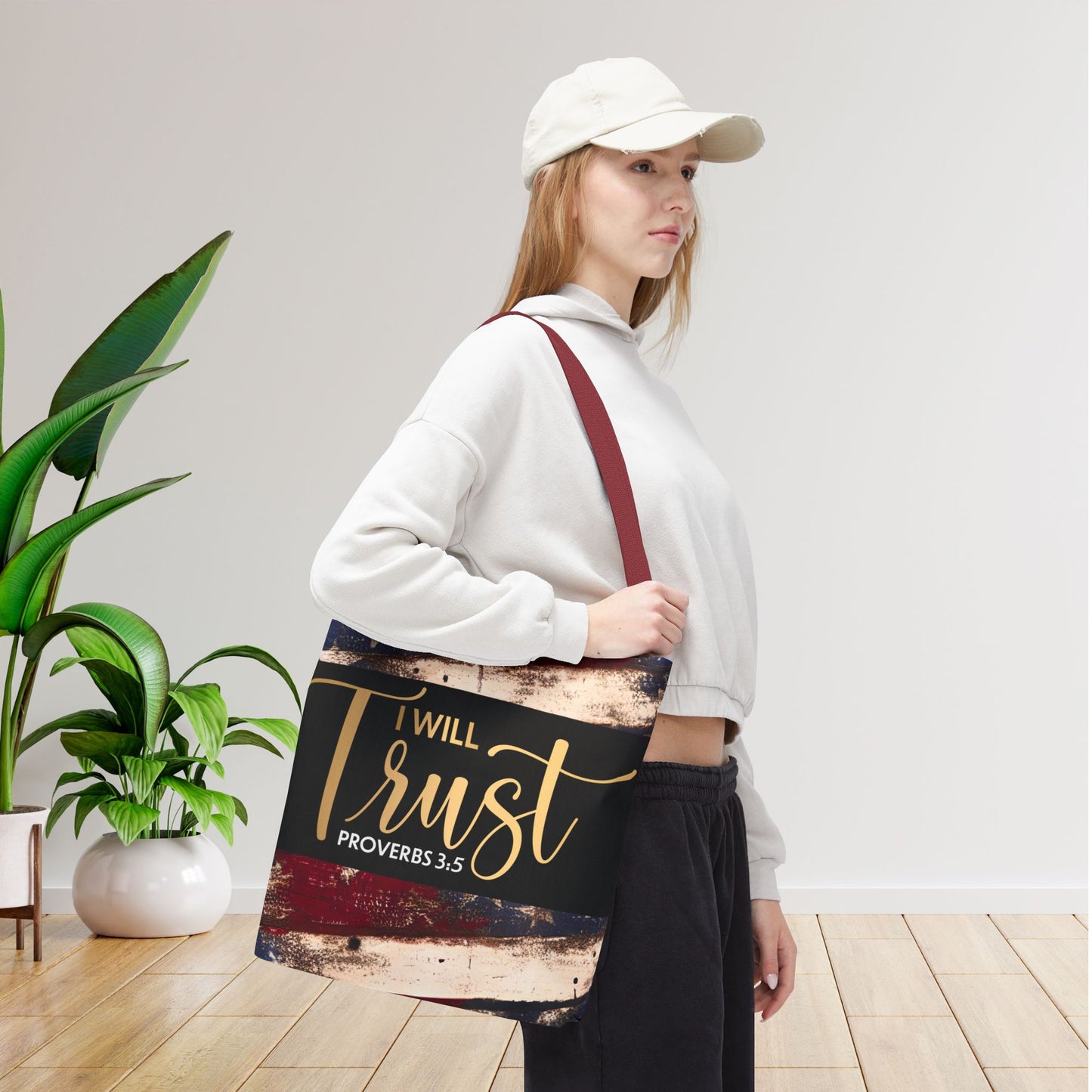 I Will Trust – Proverbs 3:5 Inspirational Laptop Tote Errand Bag for Faith-Filled Living & Everyday Encouragement- Double sided print