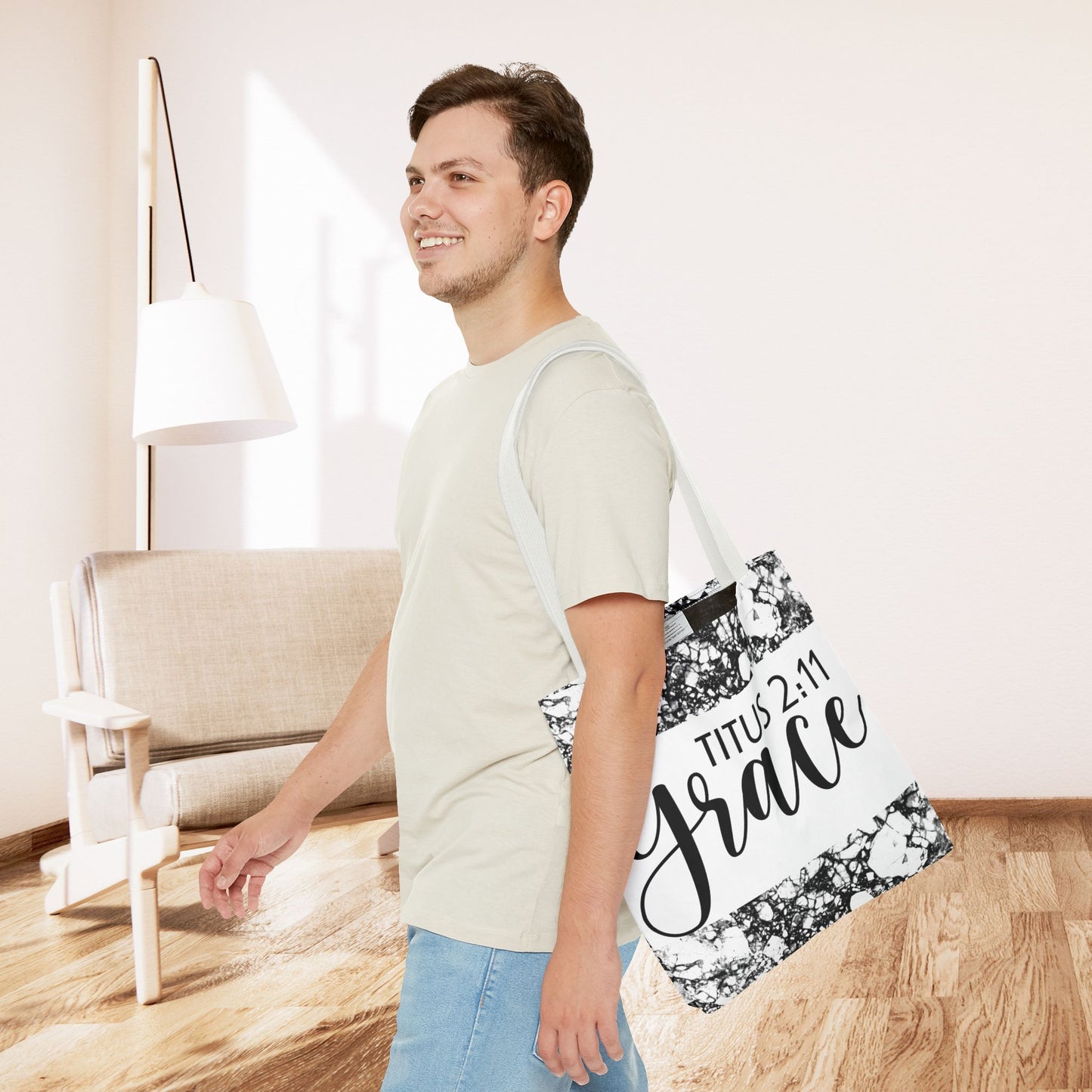 Grace Titus 2:11 Floral Motivational Travel Bag - Printed on both sides great for gifting or everyday wear