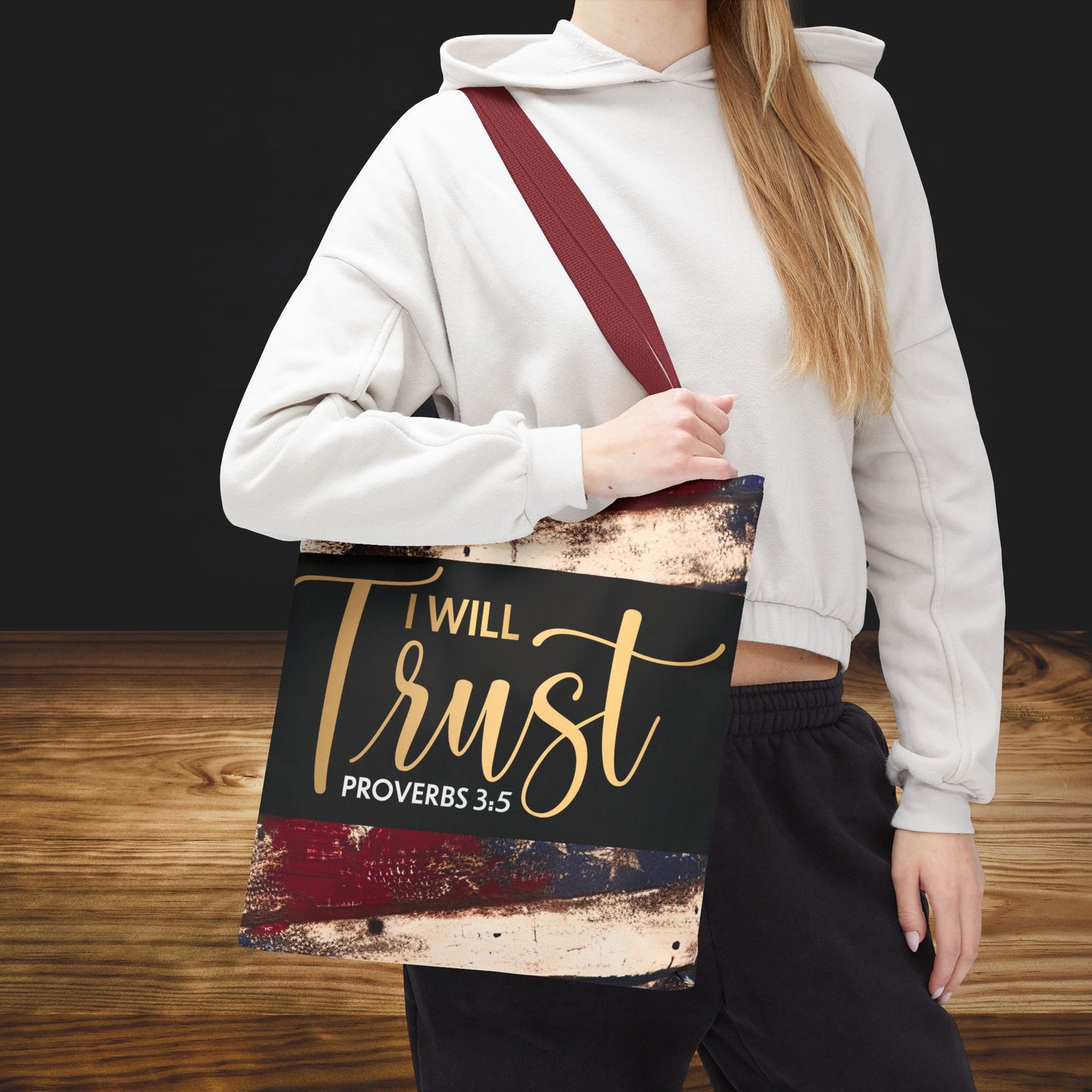 I Will Trust – Proverbs 3:5 Inspirational Laptop Tote Errand Bag for Faith-Filled Living & Everyday Encouragement- Double sided print