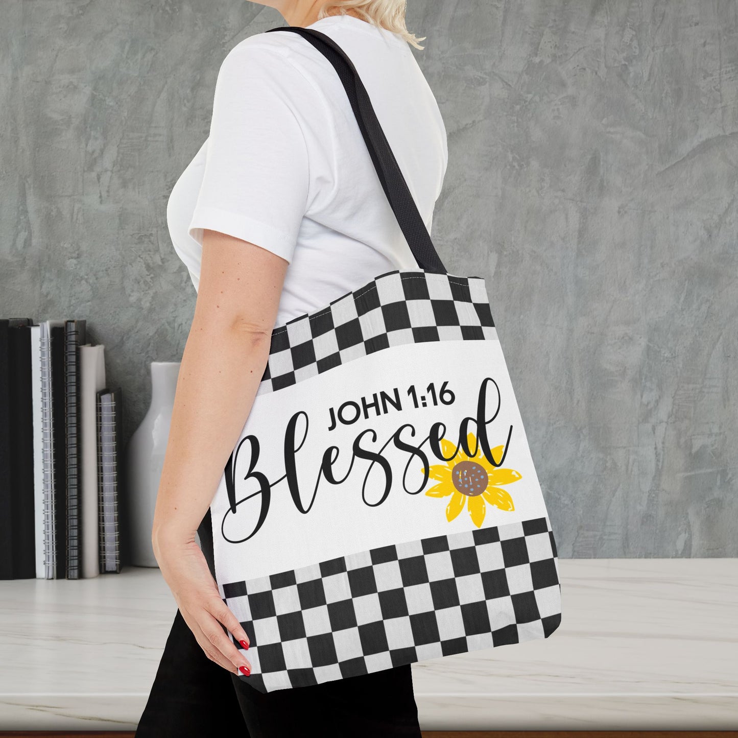 Blessed Designer Travel Bag – John 1:16 | Faith-Filled Style for Everyday Living Double and gift giving (Double sided design)