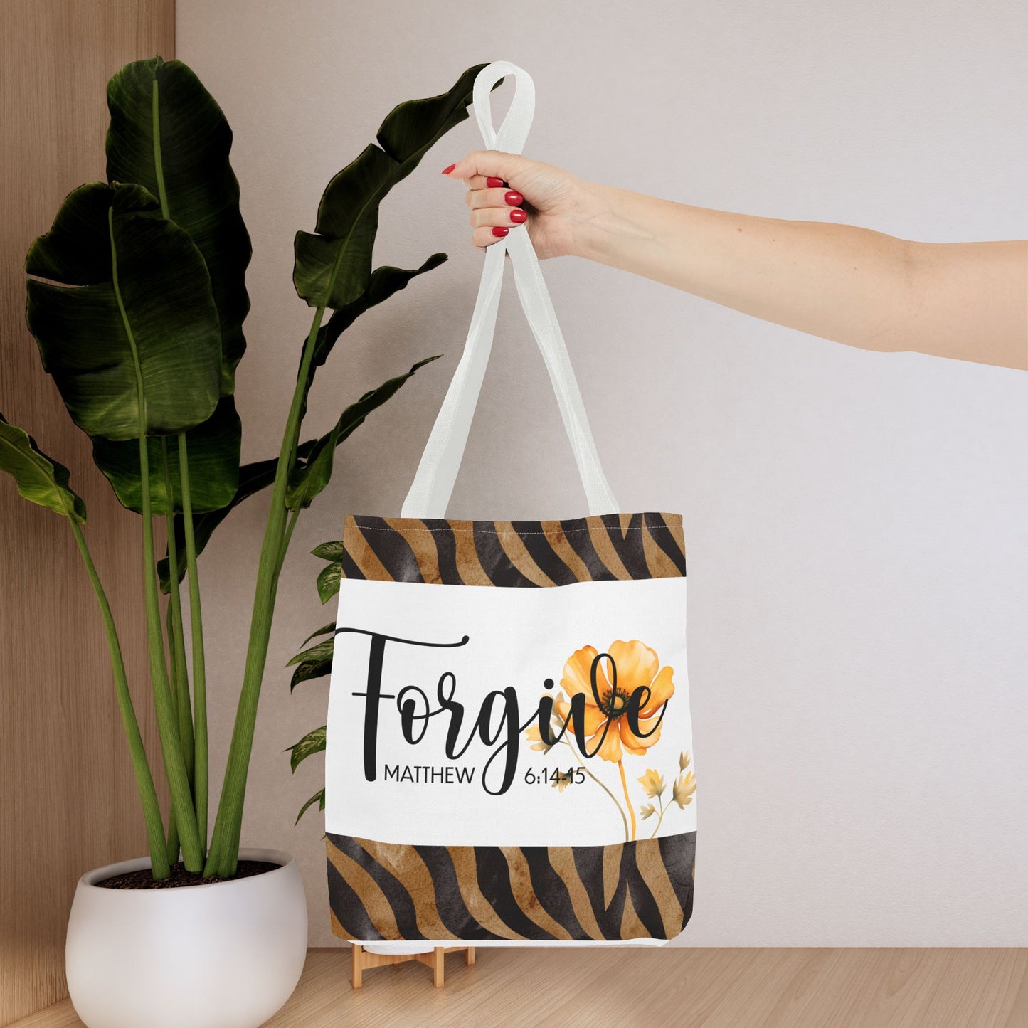 Forgive – Matthew 6:14–15 Scripture Inspirational Travel Errand Bible Bag Stylish and Versatile for Everyday Use (Double-sided print)