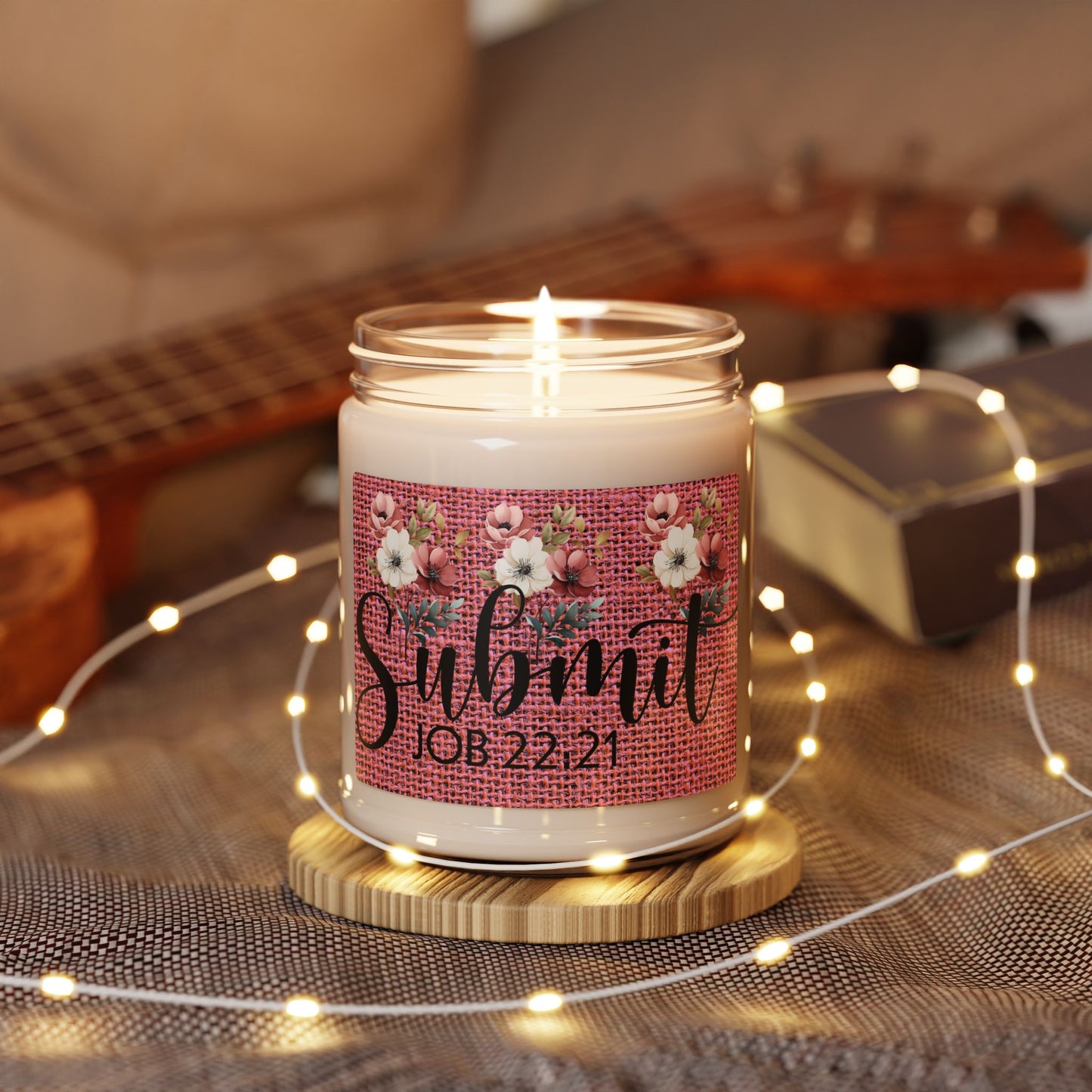 Submit to God Job 22:21 Pink Accent Soy Candle – 9oz of Aromatic Serenity 10 Fragrances Experience great for gifting relaxing home frangrance
