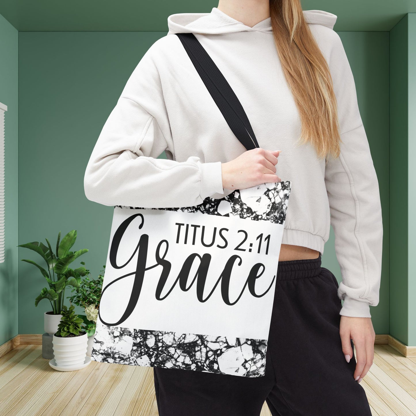 Grace Titus 2:11 Floral Motivational Travel Bag - Printed on both sides great for gifting or everyday wear