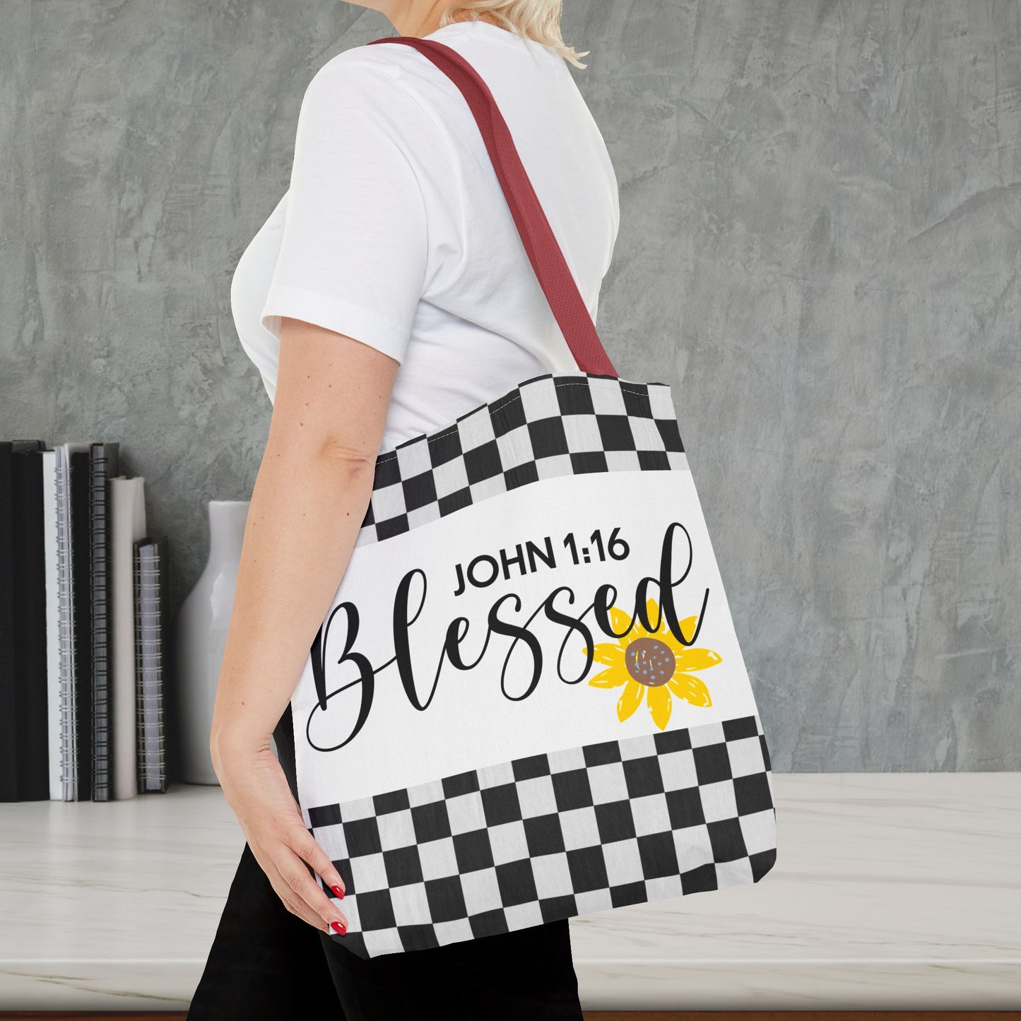 Blessed Designer Travel Bag – John 1:16 | Faith-Filled Style for Everyday Living Double and gift giving (Double sided design)