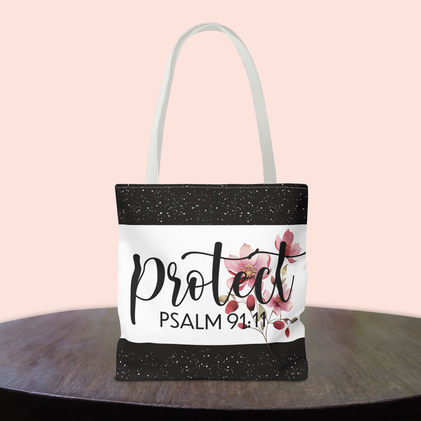 Psalm 91:11 Heavenly Guarded Bible scripture Travel Errand Tote bag – Scripture-Inspired Travel Companion (Double-sided print)