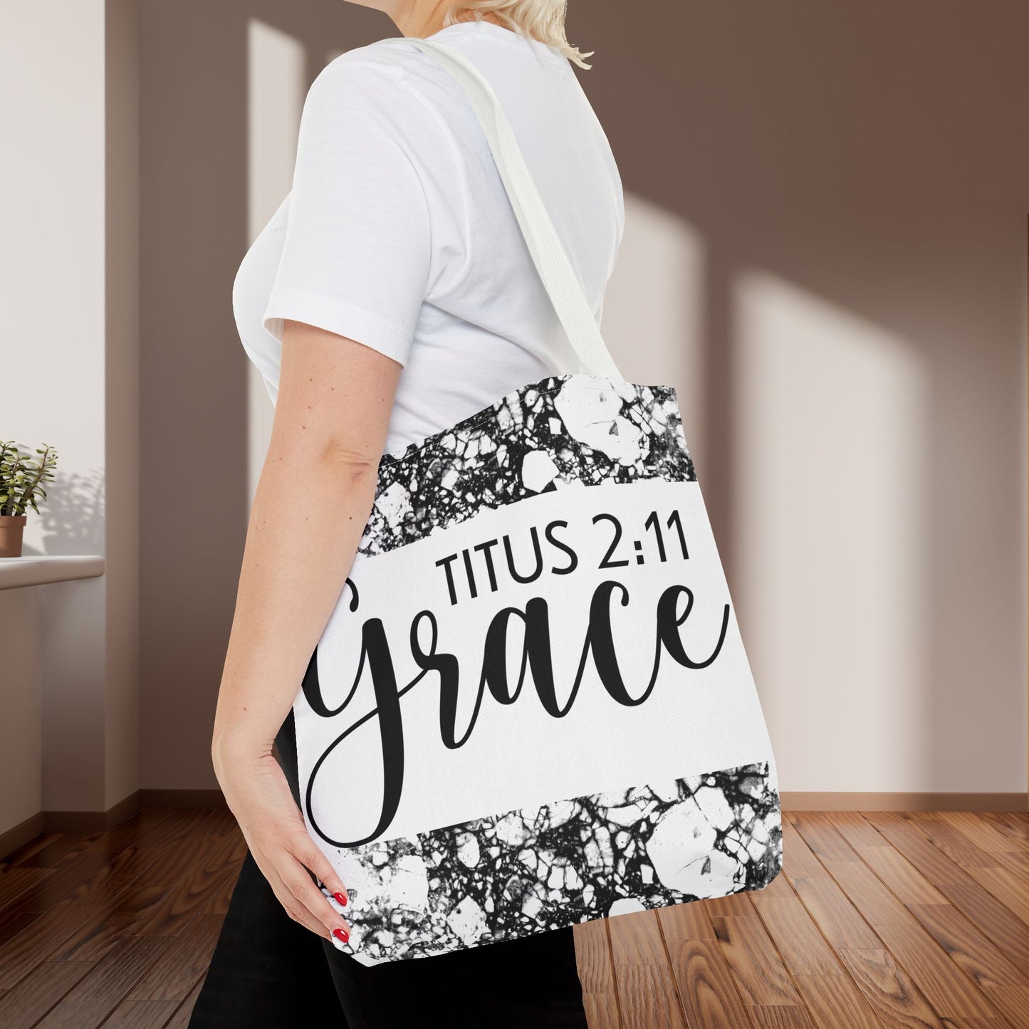 Grace Titus 2:11 Floral Motivational Travel Bag - Printed on both sides great for gifting or everyday wear