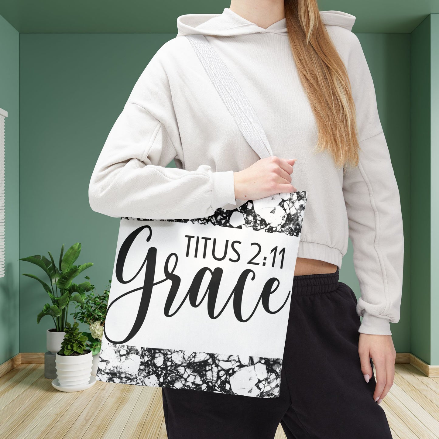Grace Titus 2:11 Floral Motivational Travel Bag - Printed on both sides great for gifting or everyday wear