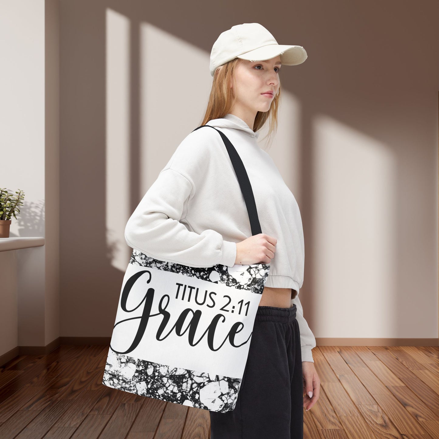 Grace Titus 2:11 Floral Motivational Travel Bag - Printed on both sides great for gifting or everyday wear