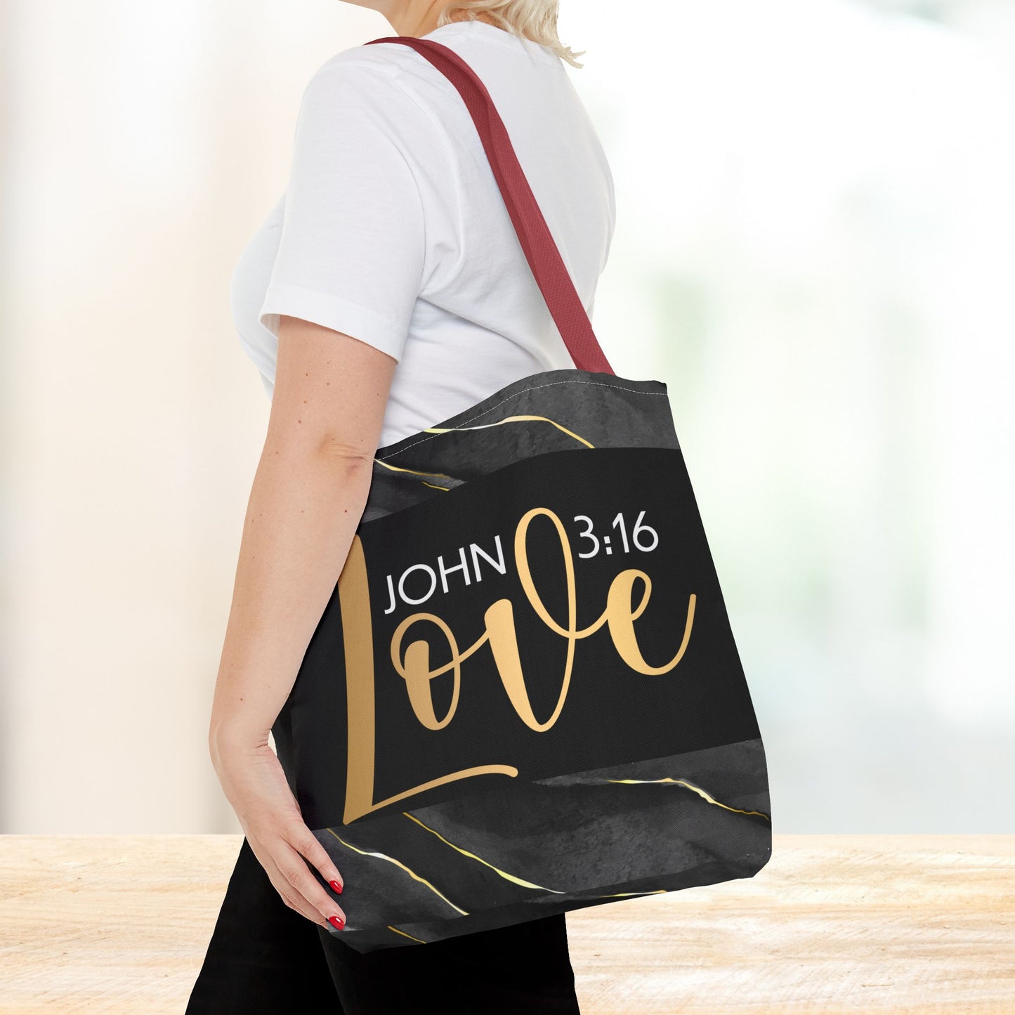 Love Unconditional Errand Travel Bag – Inspired by John 3:16 | Faith-Filled Elegance for Everyday Use Double sided print