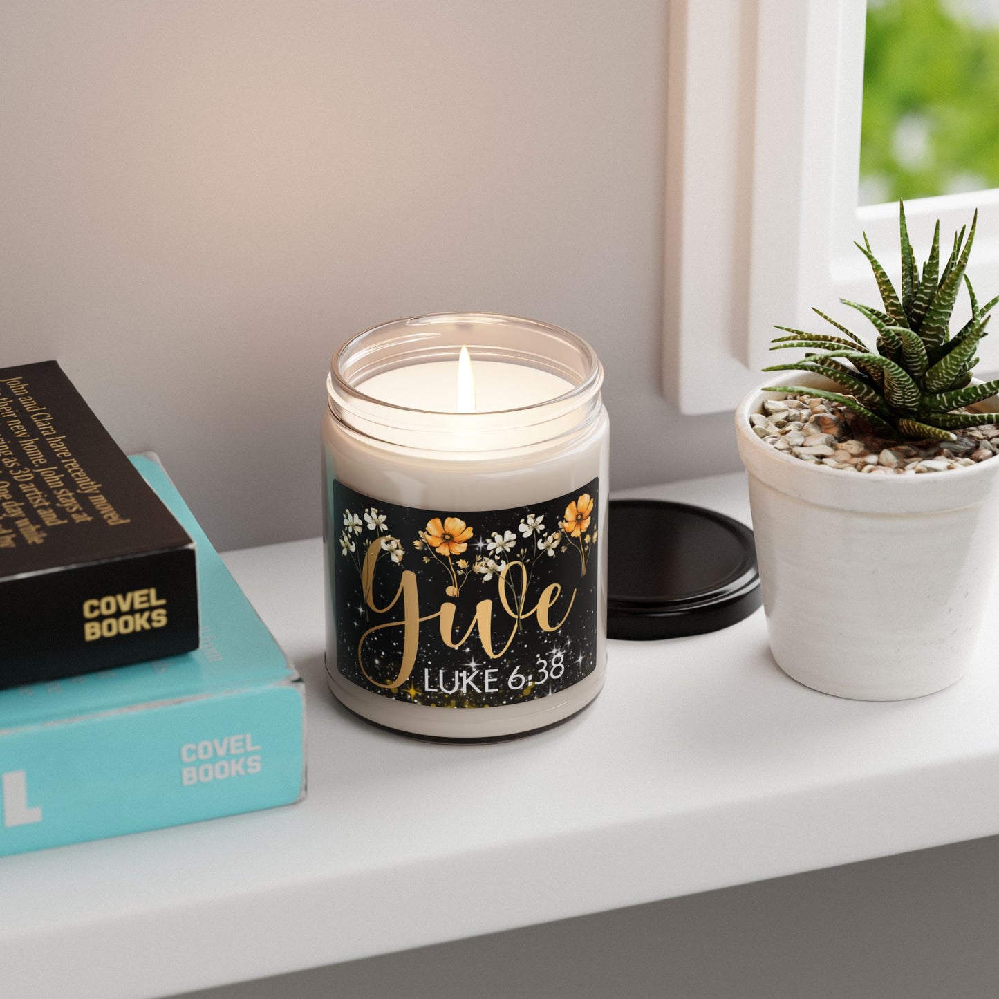 Give Floral Soy Candle (9oz -10 Fragrances) – Luke 6:38 Scripture | 9oz Eco-Friendly Gift for Every Occasion 10 Fragrance Soy Candle - 'Give' with Luke 6:38 - Perfect for Gifts and Home Decor