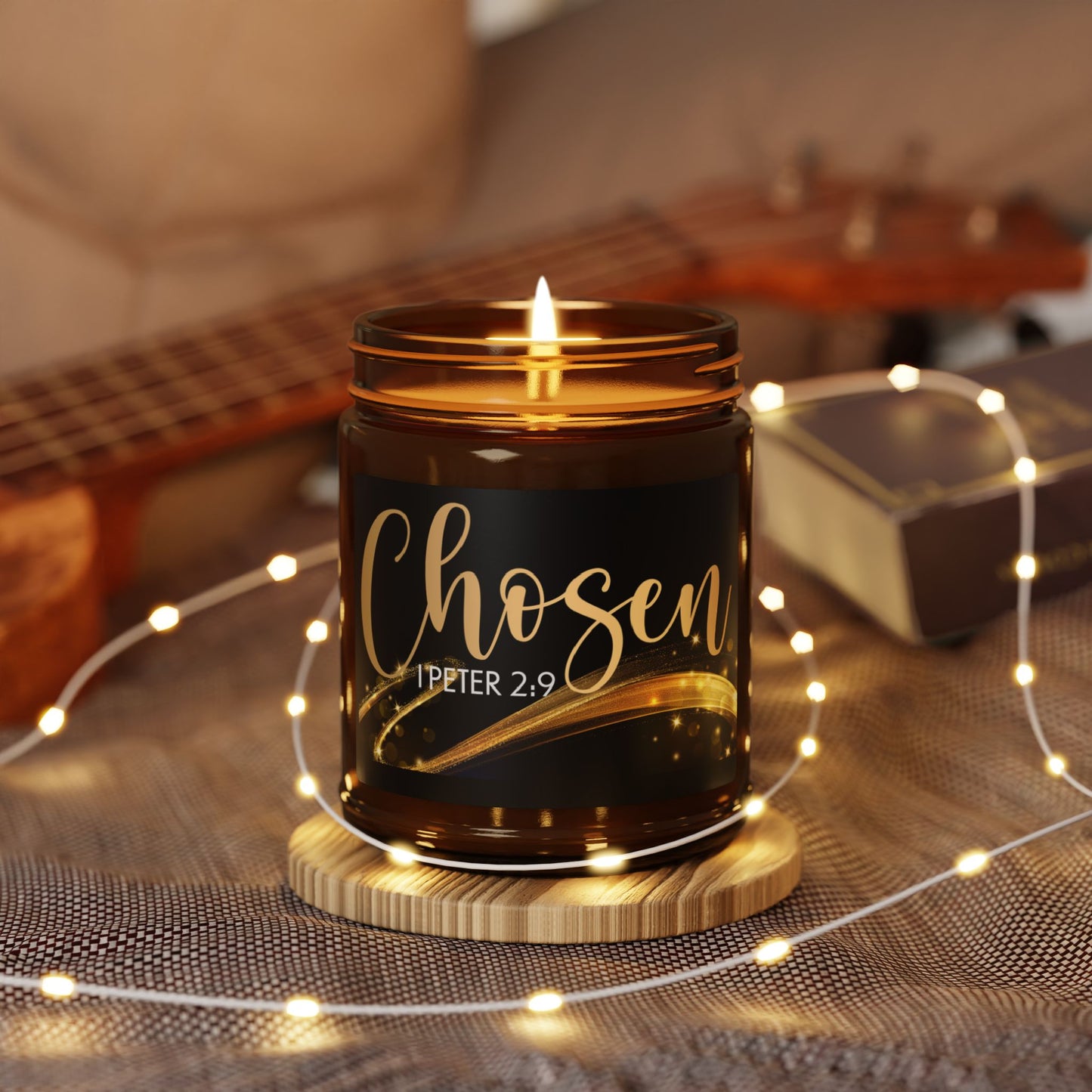 Royal Priesthood Chosen | 1 Peter 2:9 Inspirational Scented Candle – Amber Jar –(4oz,9oz) 7 Fragrances -Light with Purpose Inspirational Scented Soy Candle - Perfect for Home & Gifting