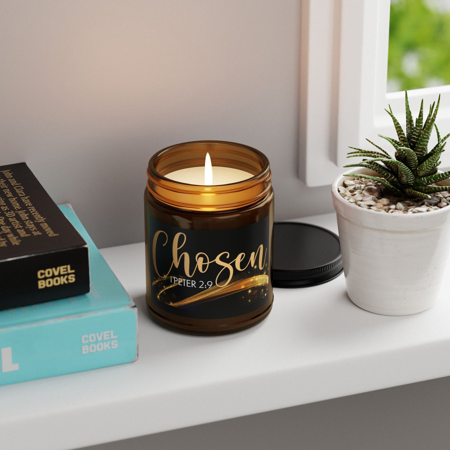 Royal Priesthood Chosen | 1 Peter 2:9 Inspirational Scented Candle – Amber Jar –(4oz,9oz) 7 Fragrances -Light with Purpose Inspirational Scented Soy Candle - Perfect for Home & Gifting