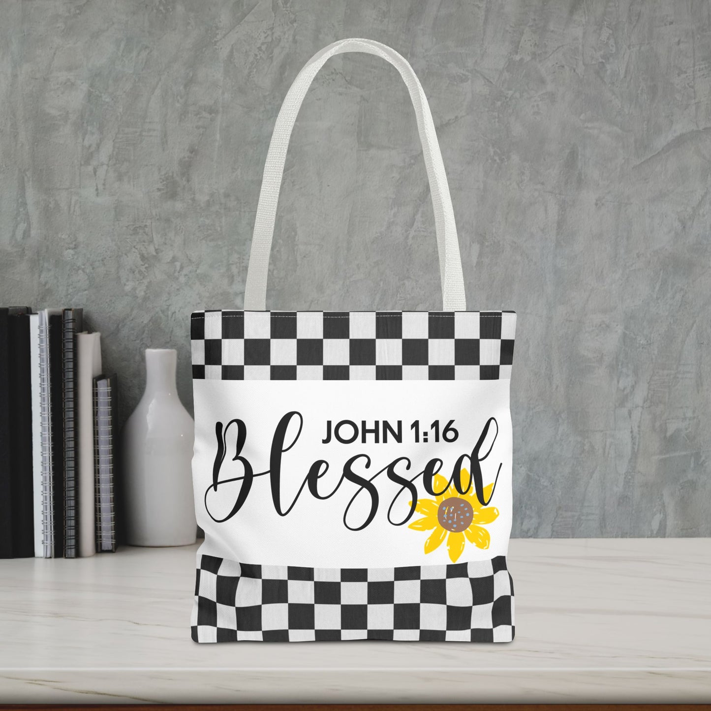 Blessed Designer Travel Bag – John 1:16 | Faith-Filled Style for Everyday Living Double and gift giving (Double sided design)