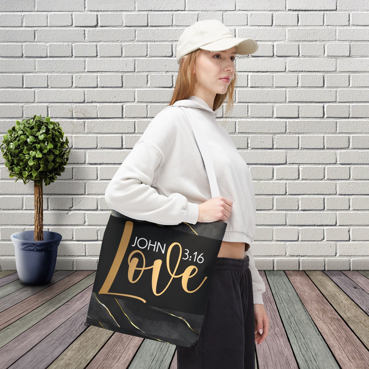 Love Unconditional Errand Travel Bag – Inspired by John 3:16 | Faith-Filled Elegance for Everyday Use Double sided print