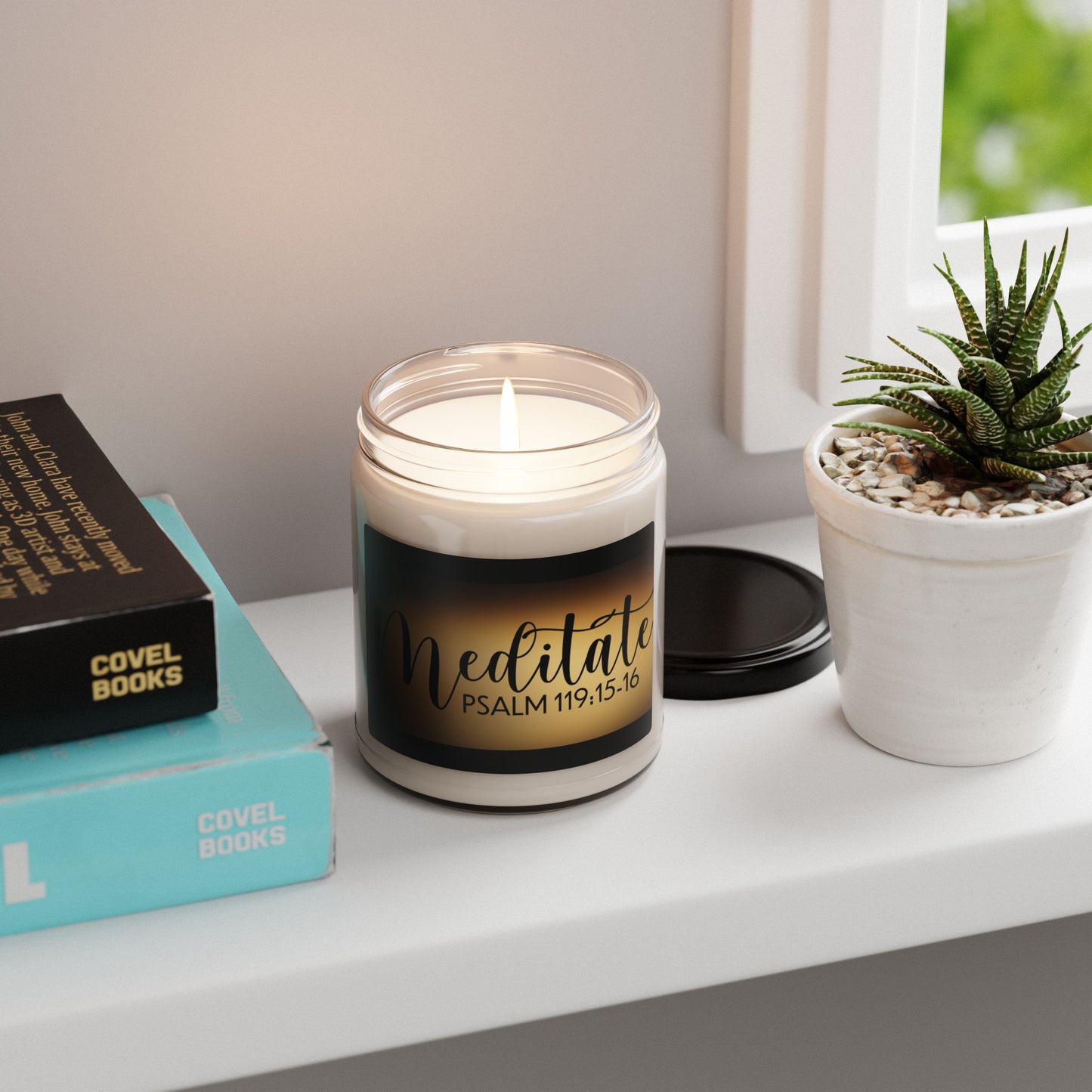 Relax & Meditate | Psalm 119:15-16 Candle – 10 Fragrances- Coconut Apricot Wax for Peaceful Moments” Coconut Apricot Wax – Calm, Reflect, Restore" Scented Soy Candle - 9oz - Relaxing Home Fragrance