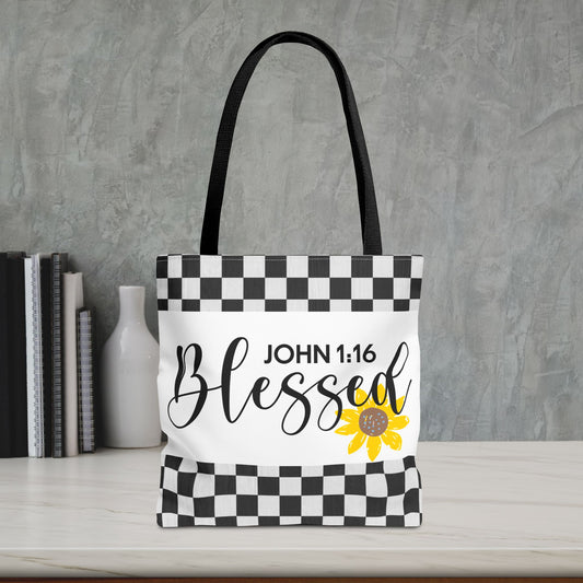 Blessed Designer Travel Bag – John 1:16 | Faith-Filled Style for Everyday Living Double and gift giving (Double sided design)