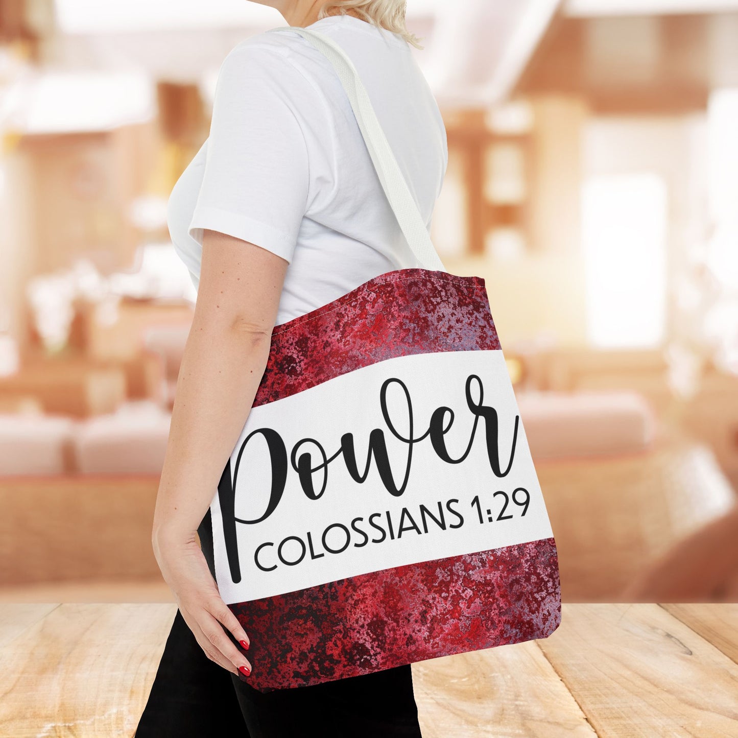 Fueled by Faith – Divine Power in Motion (Colossians 1:29) Double sided print Inspirational Carryall for Faith-Filled Living