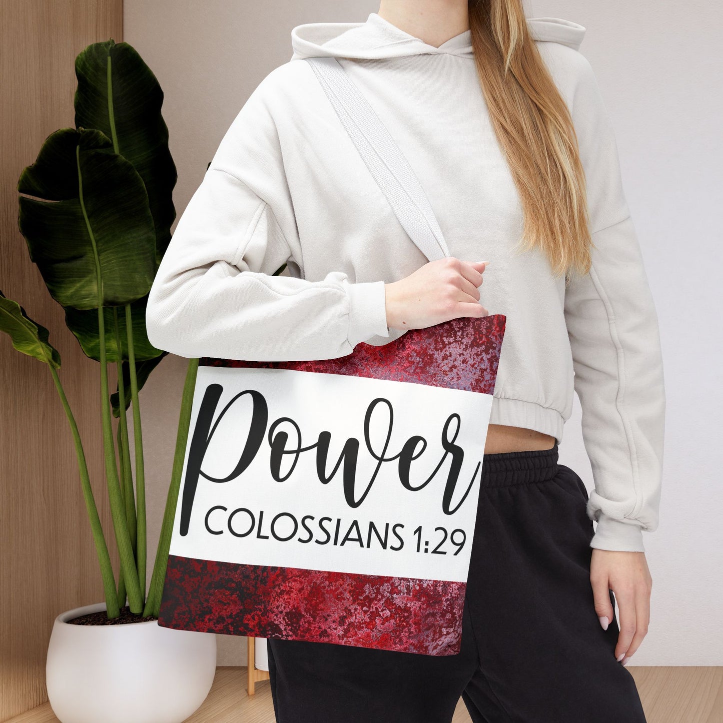 Fueled by Faith – Divine Power in Motion (Colossians 1:29) Double sided print Inspirational Carryall for Faith-Filled Living