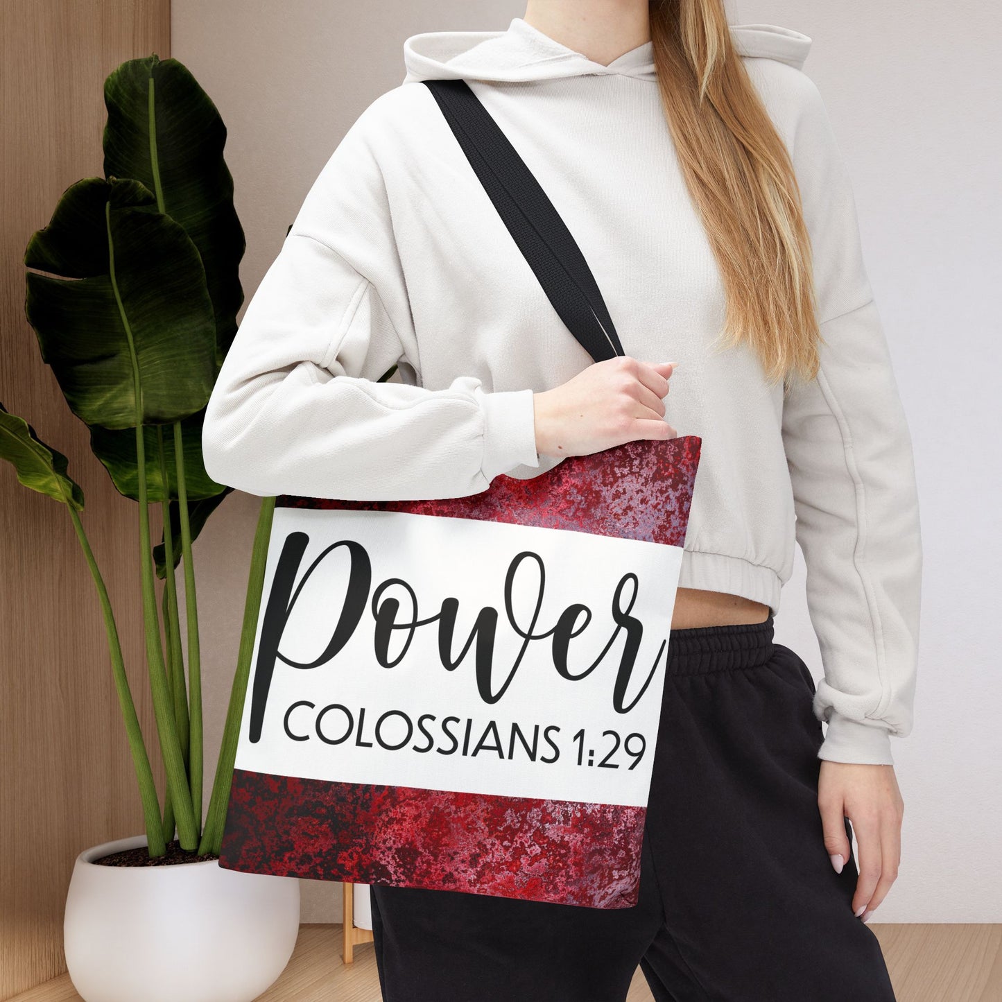 Fueled by Faith – Divine Power in Motion (Colossians 1:29) Double sided print Inspirational Carryall for Faith-Filled Living