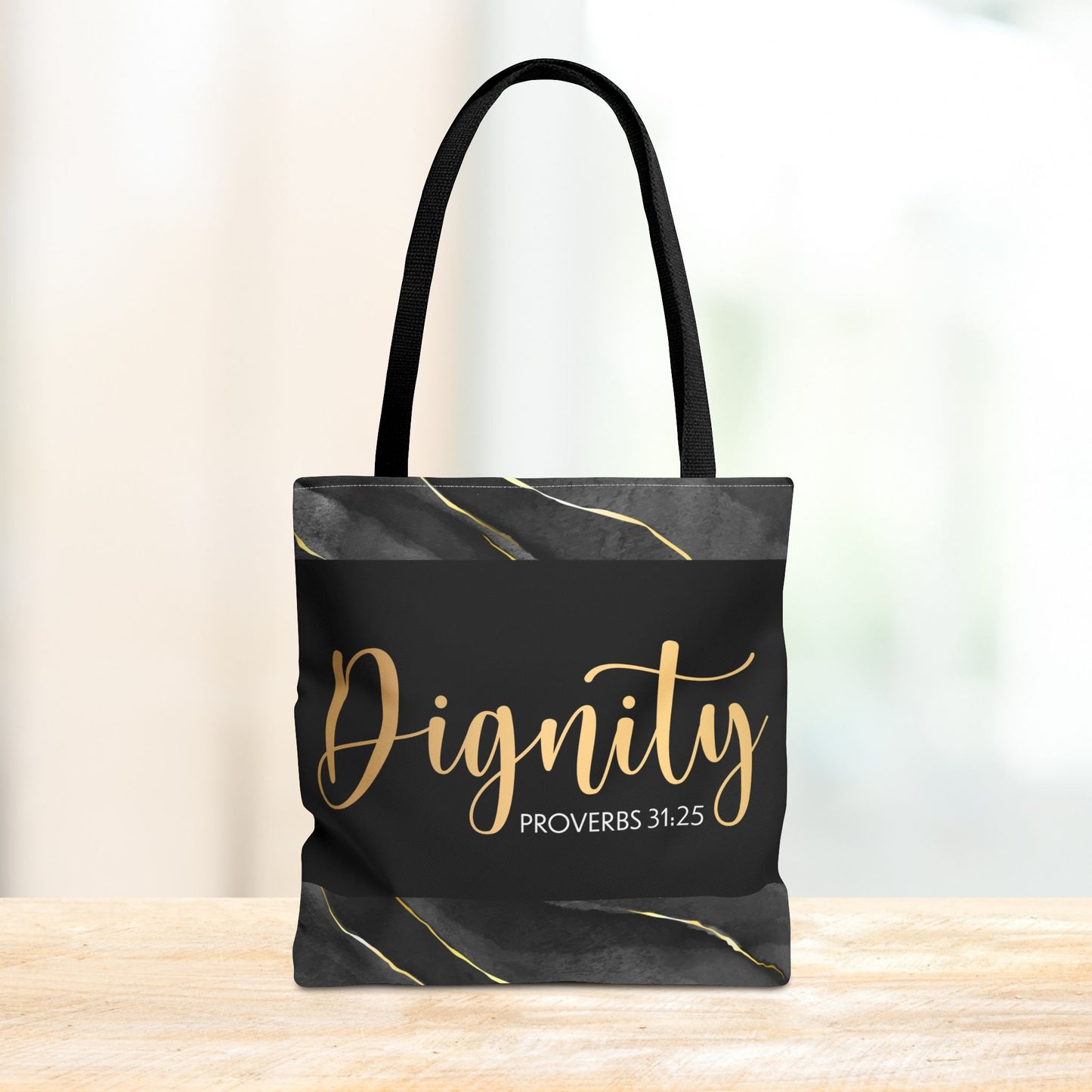 Clothed in Strength & Dignity – Proverbs 31:25 Elegant Marble Designer Travel Errand Bag - Stylish Carryall for Everyday Use
