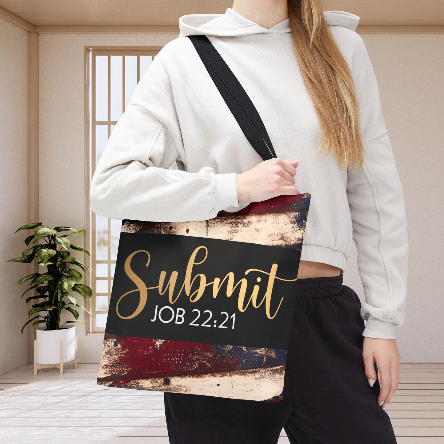 Submit  – Job 22:21 Scripture-Inspired Designer Travel Bag for Faith-Filled Living and Everyday Encouragement (Double-sided print)