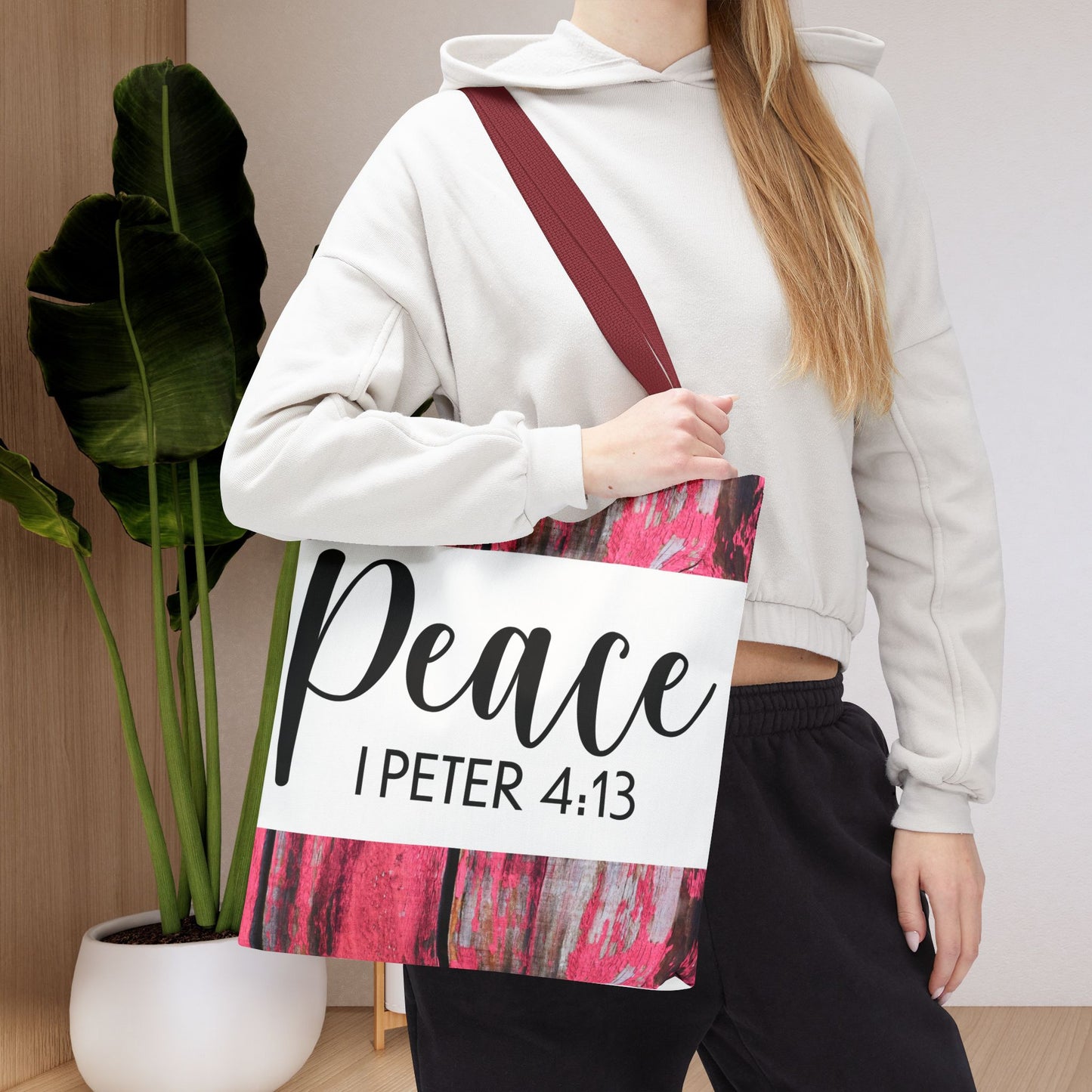 Joy in the fire Peace  1 Peter 4:13 Designer Travel Bag Scripture Design (Double sided print)