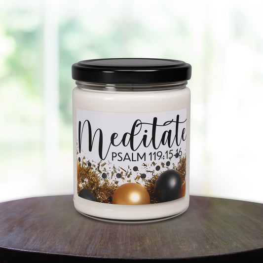 Divine Focus | Psalm 119:15-16  meditate Candle – Center Your Mind and Spirit”Scented Soy Candle, 9oz-10 fragrances Relaxing home Decoration