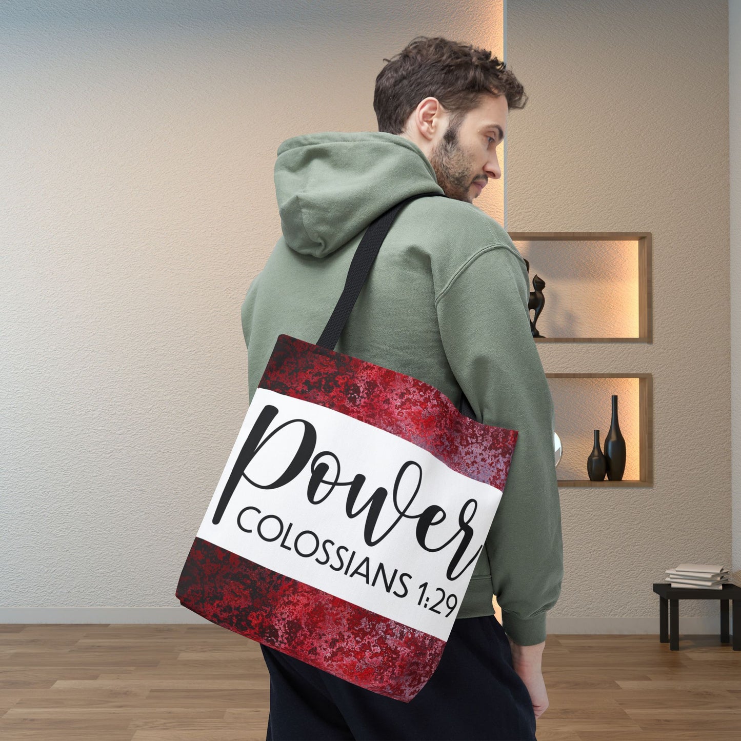 Fueled by Faith – Divine Power in Motion (Colossians 1:29) Double sided print Inspirational Carryall for Faith-Filled Living