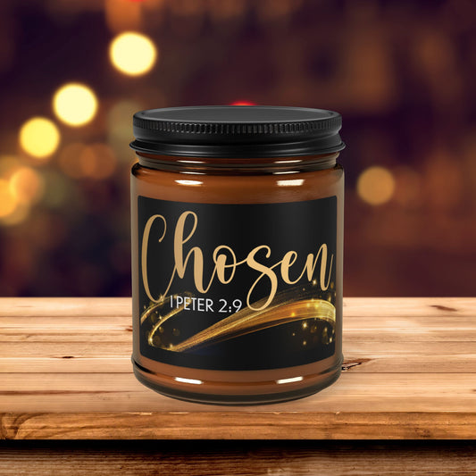 Royal Priesthood Chosen | 1 Peter 2:9 Inspirational Scented Candle – Amber Jar –(4oz,9oz) 7 Fragrances -Light with Purpose  Inspirational Scented Soy Candle - Perfect for Home & Gifting