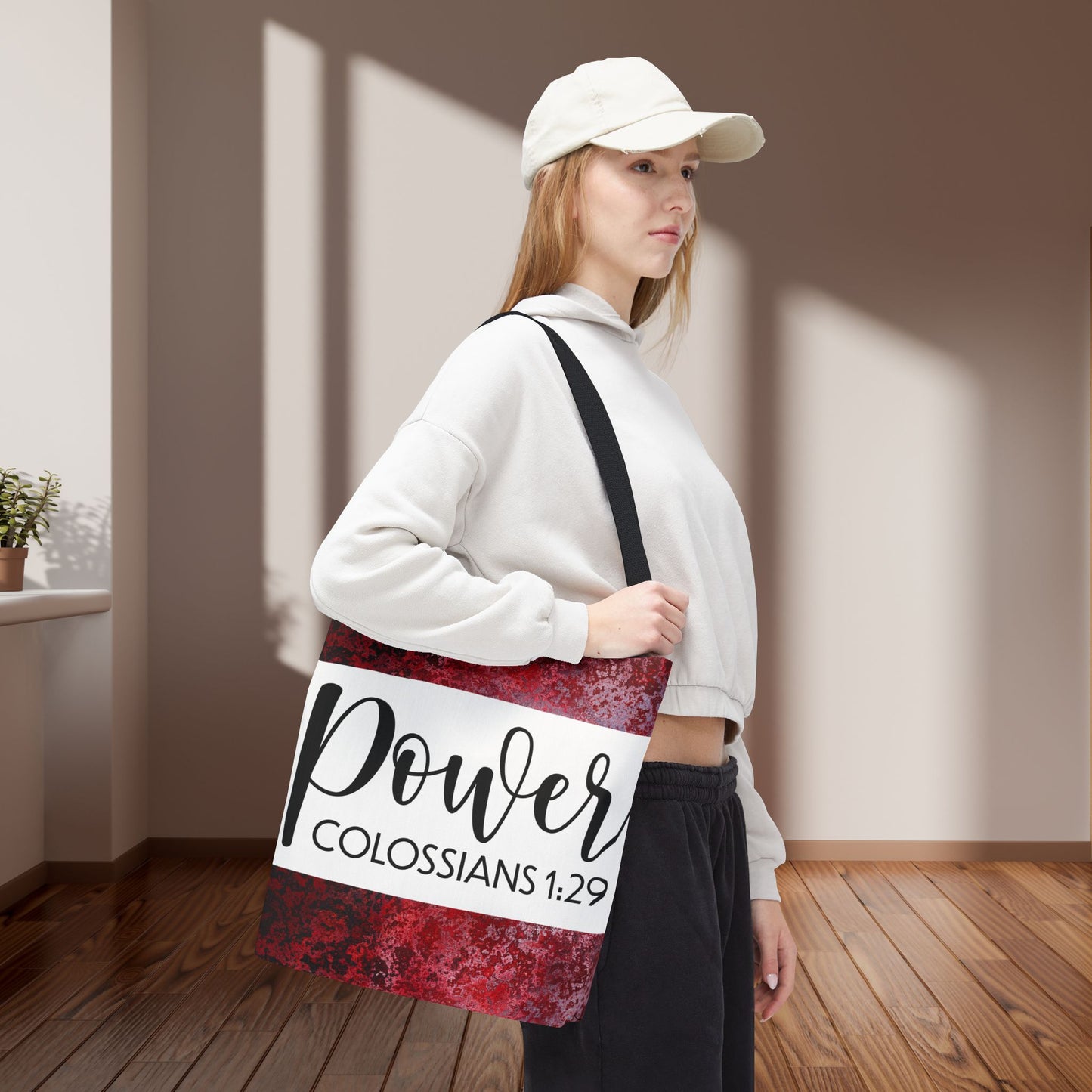 Fueled by Faith – Divine Power in Motion (Colossians 1:29) Double sided print Inspirational Carryall for Faith-Filled Living